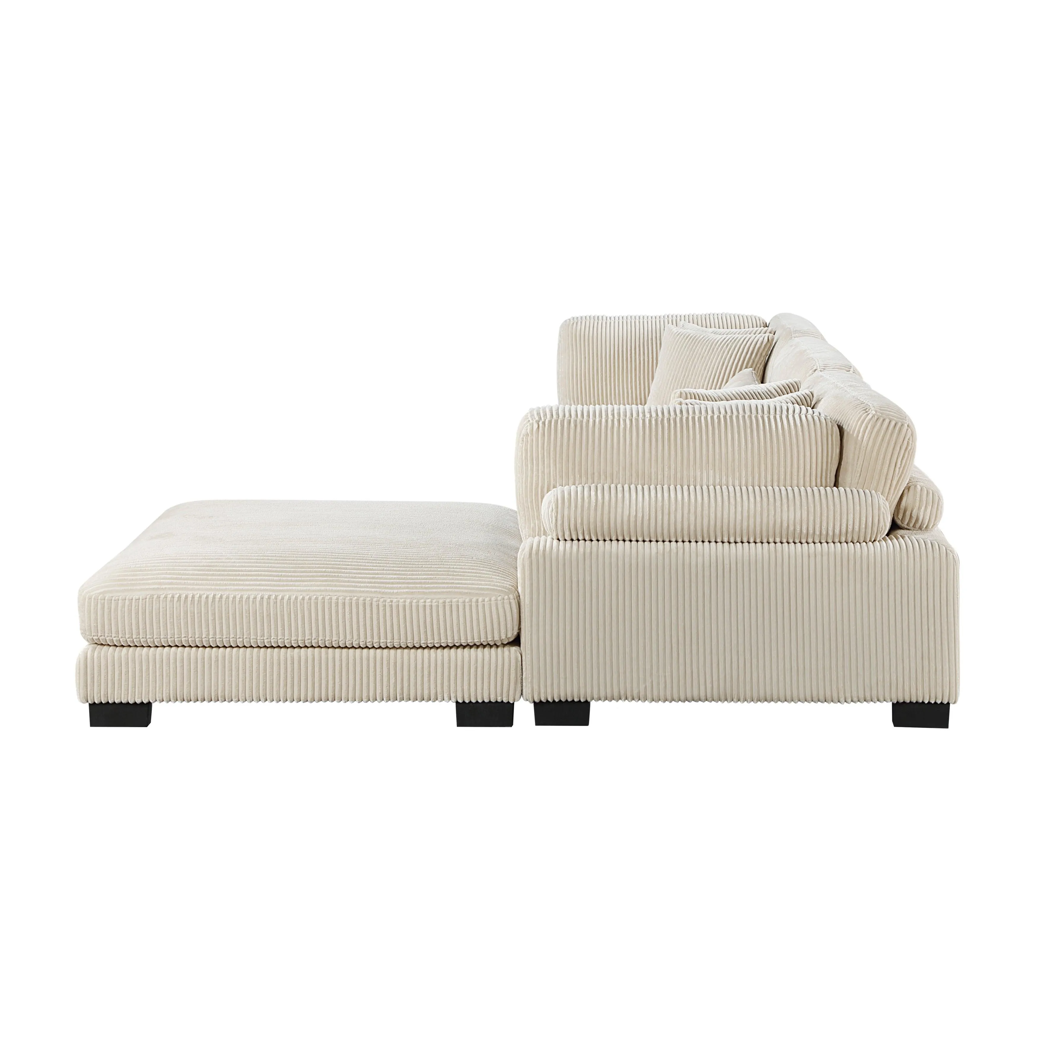 Traverse Beige Corduroy 4-Piece Modular Sectional with Ottoman - Image 10