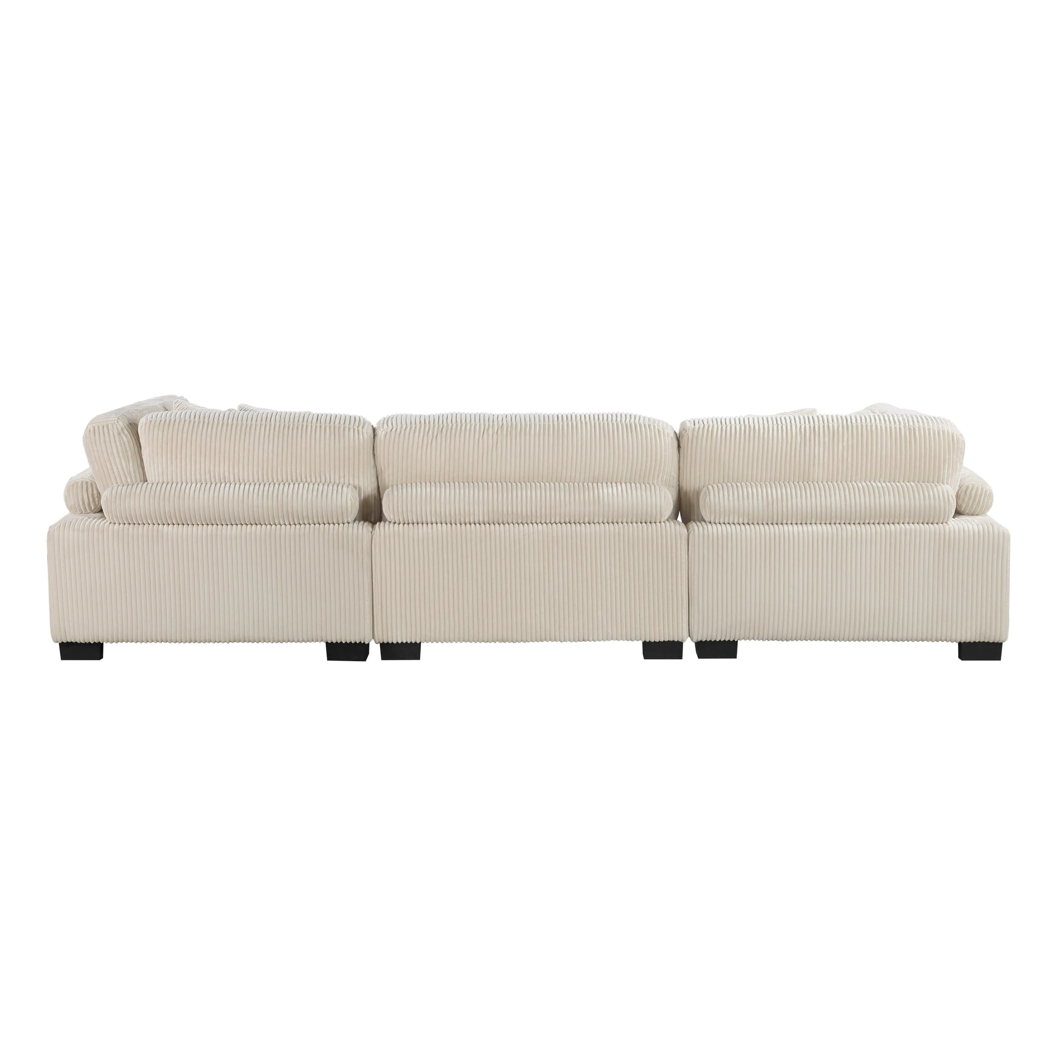 Traverse Beige Corduroy 4-Piece Modular Sectional with Ottoman - Image 6