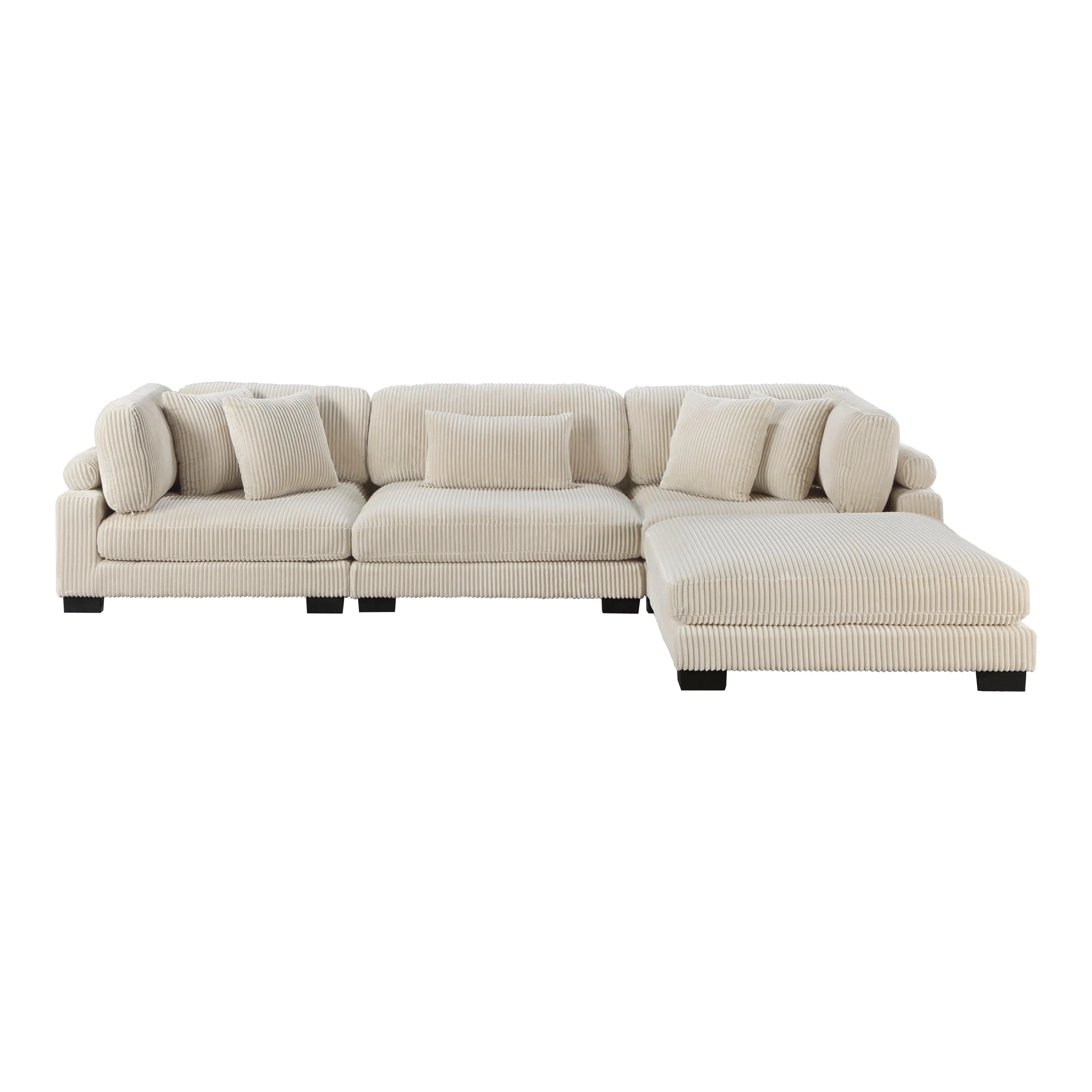 Traverse Beige Corduroy 4-Piece Modular Sectional with Ottoman - Image 8