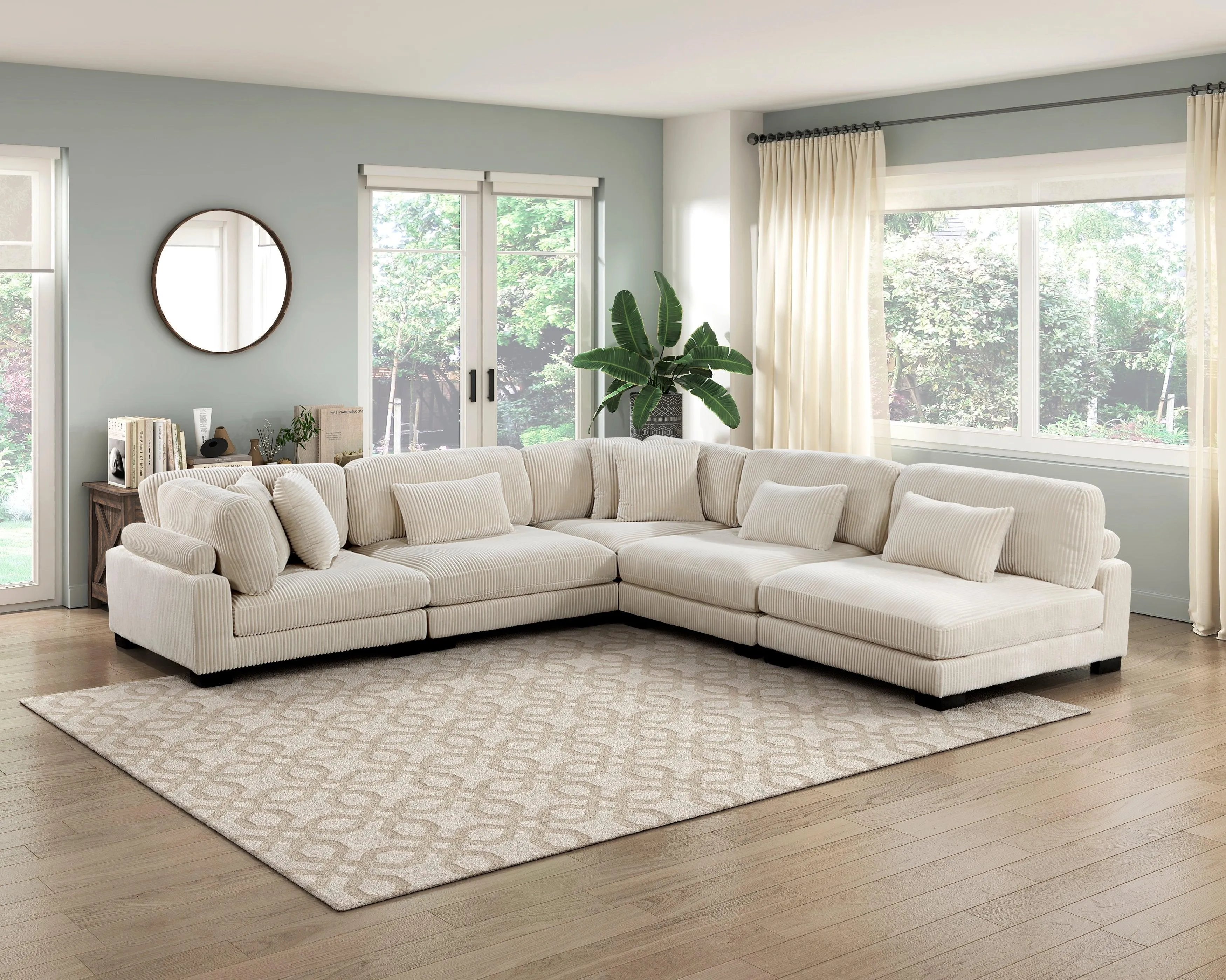 Traverse Beige Corduroy 5-Piece Modular Sectional