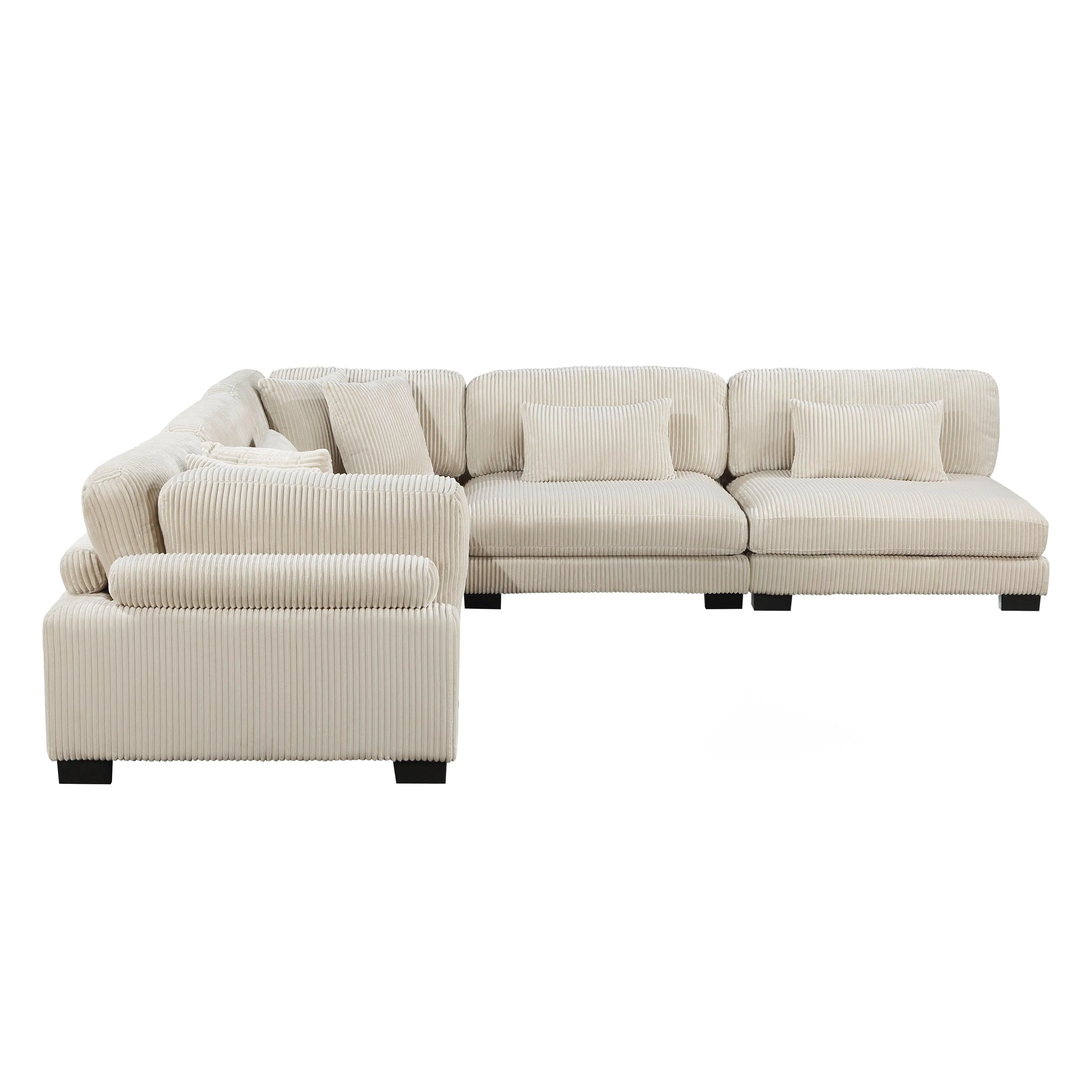Traverse Beige Corduroy 5-Piece Modular Sectional - Image 3