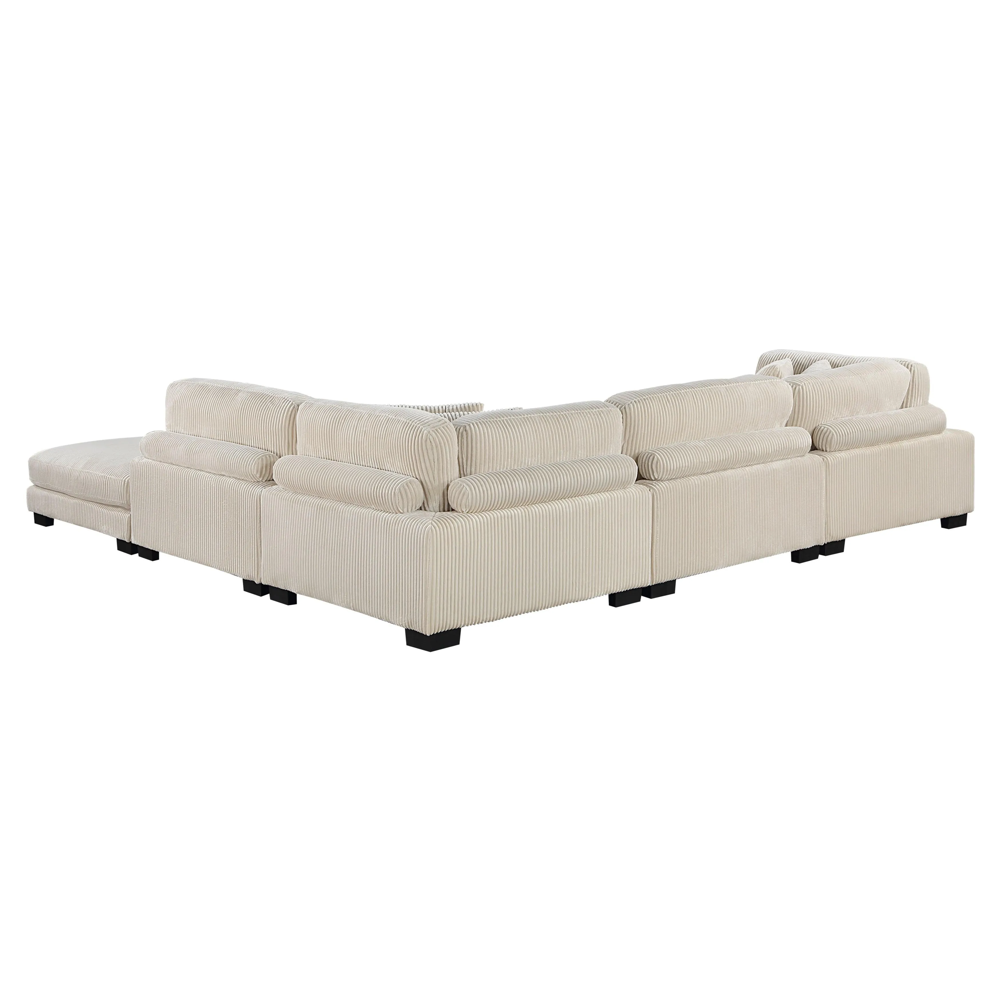 Traverse Beige Corduroy 5-Piece Modular Sectional with Ottoman - Image 5