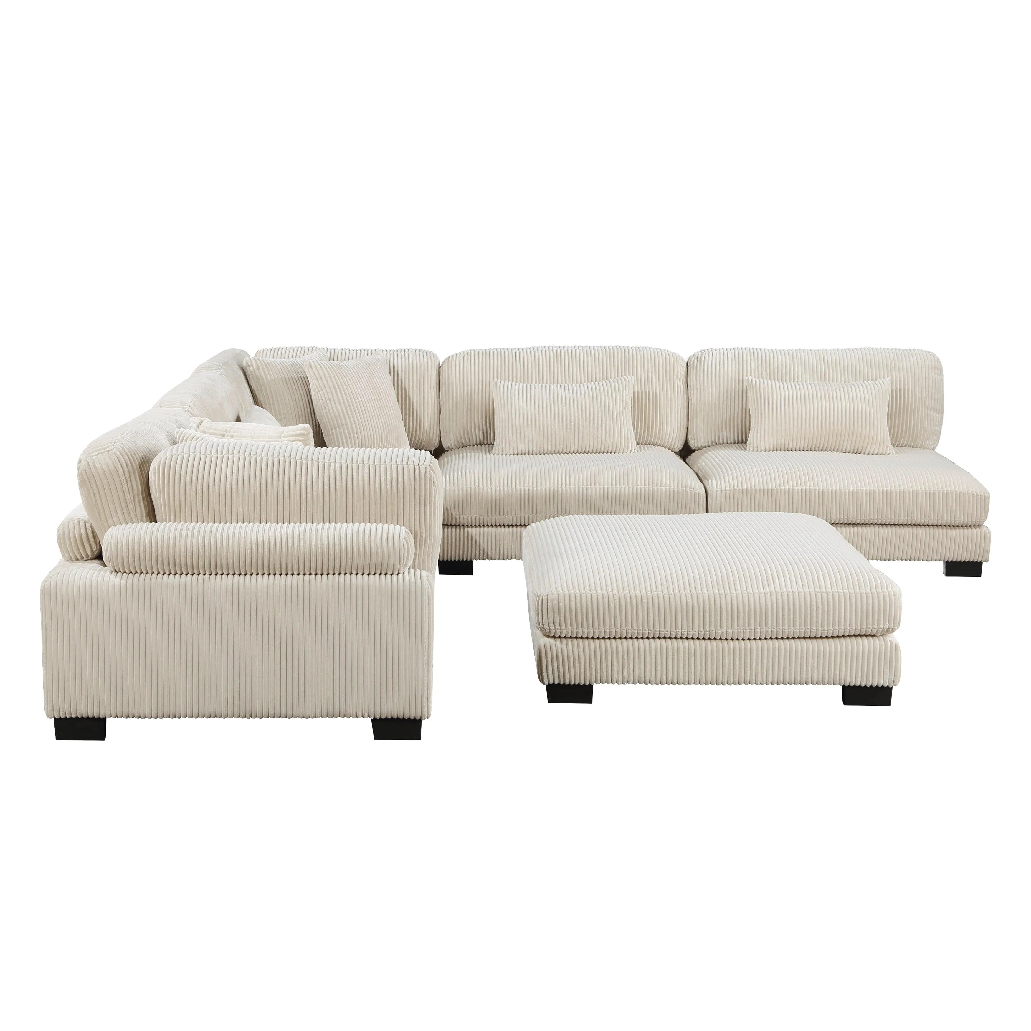 Traverse Beige Corduroy 6-Piece Modular Sectional with Ottoman - Image 2