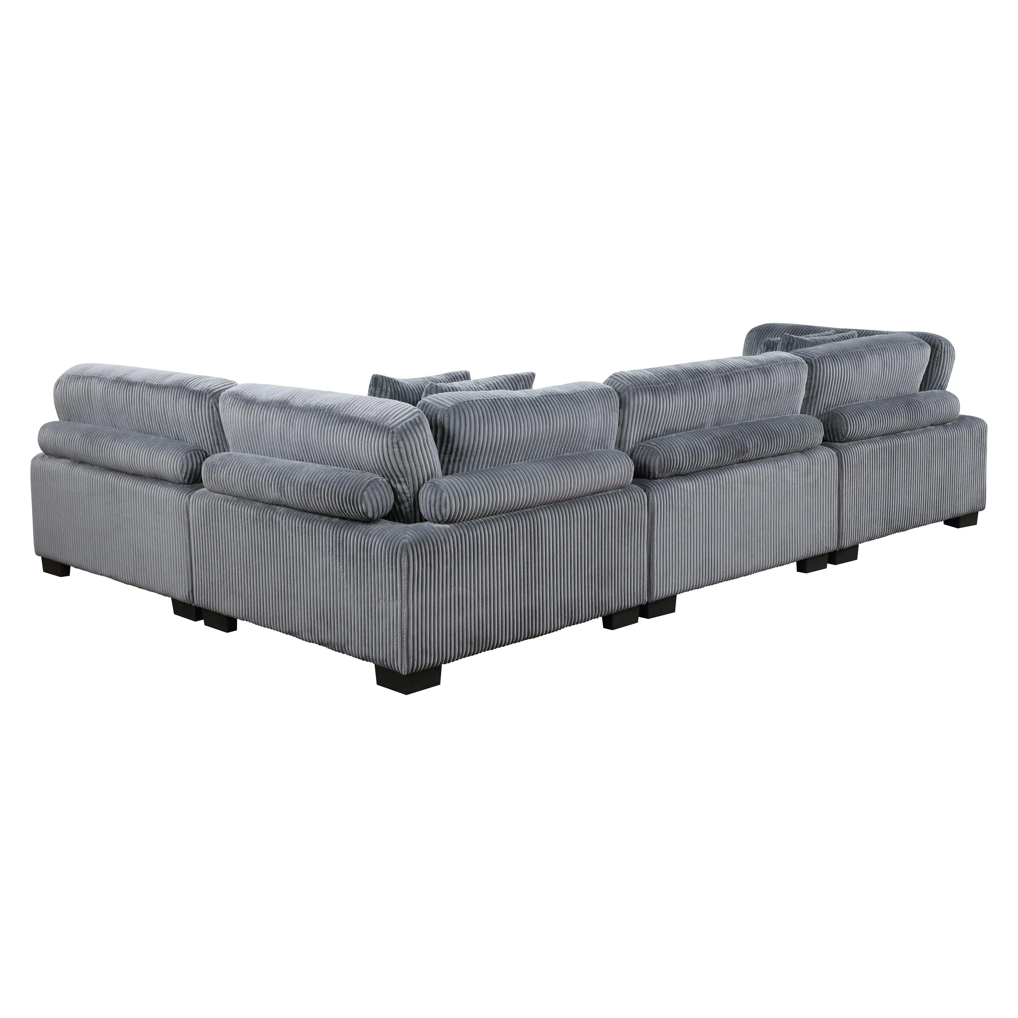 Traverse Gray Corduroy 4-Piece Modular Sectional - Image 3