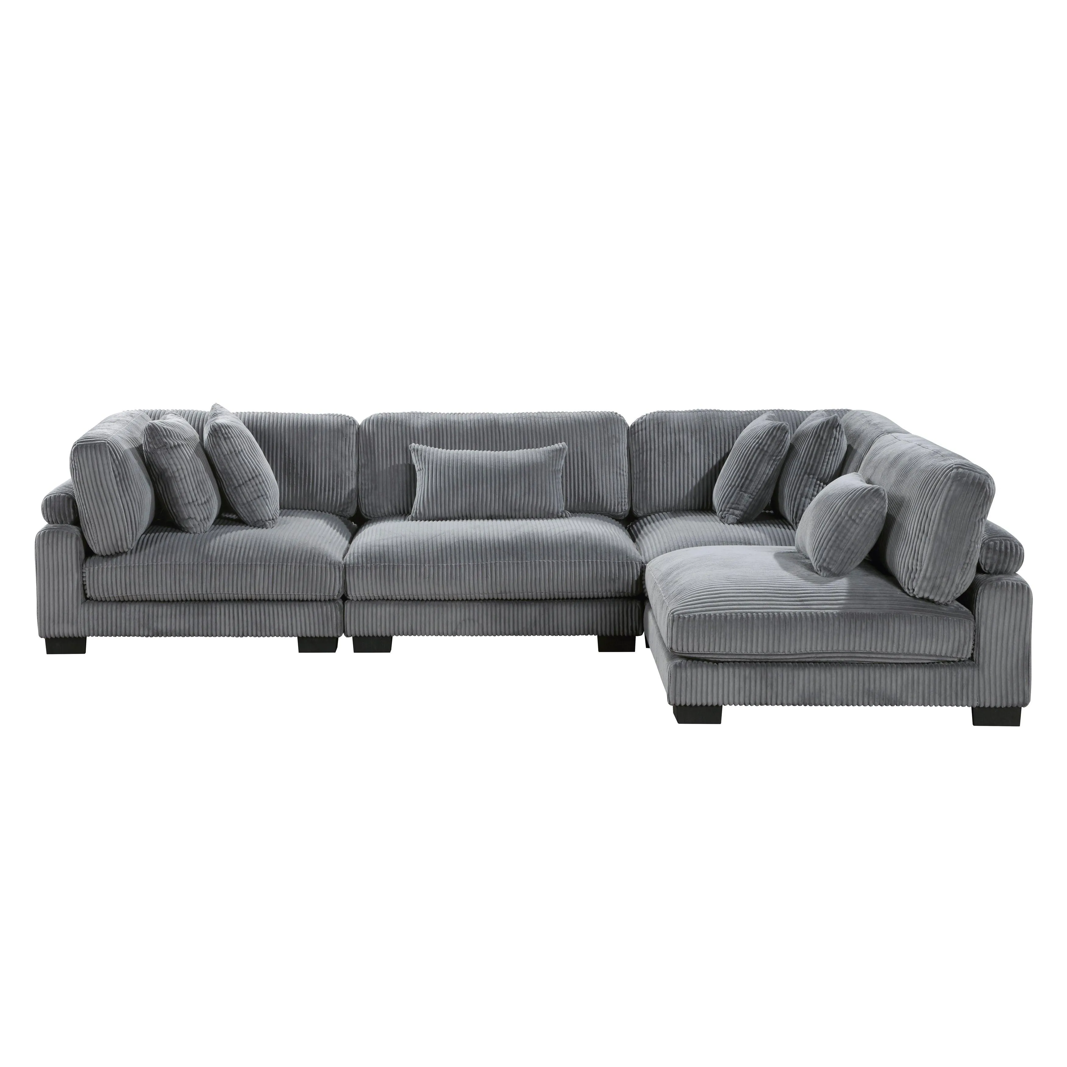 Traverse Gray Corduroy 4-Piece Modular Sectional - Image 4