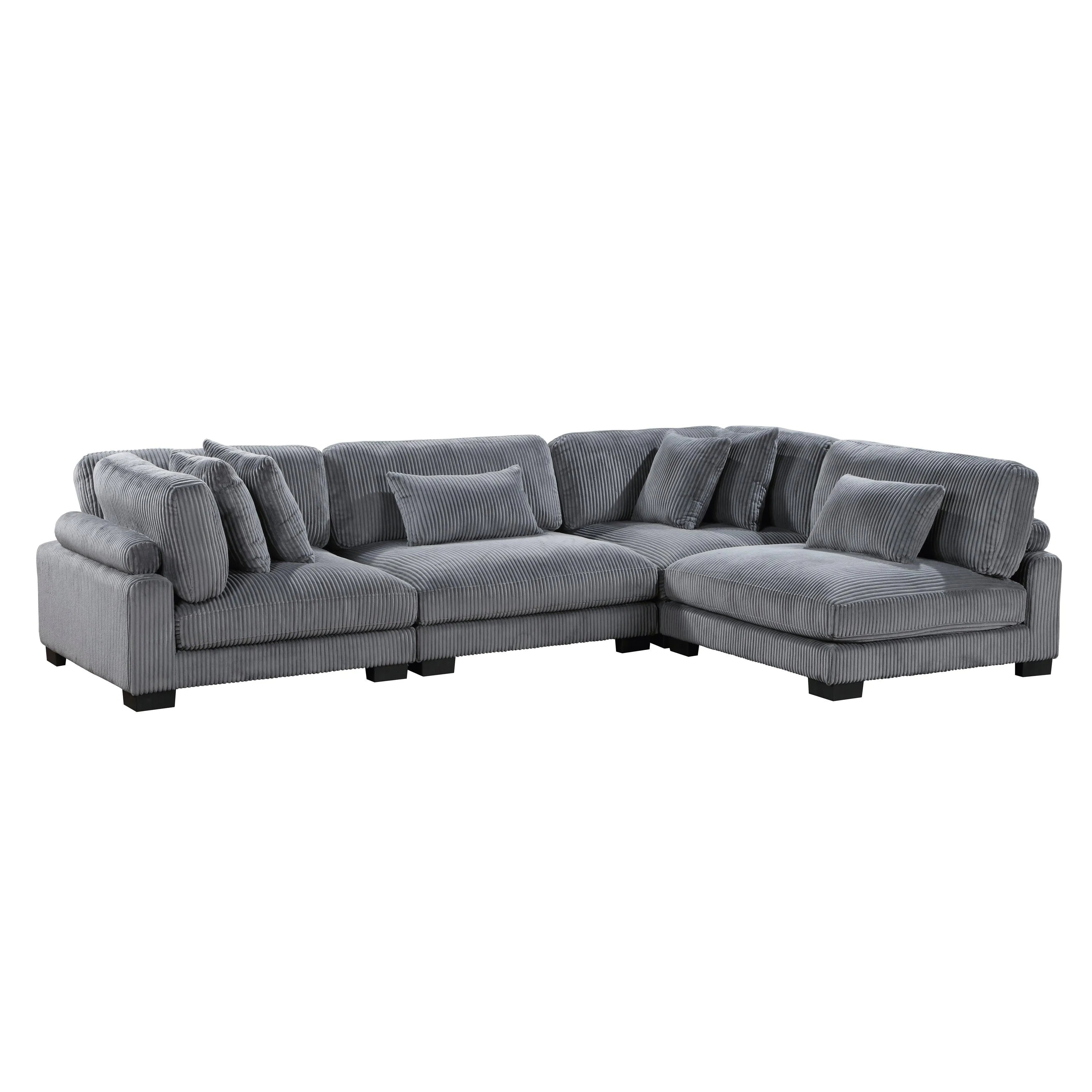 Traverse Gray Corduroy 4-Piece Modular Sectional - Image 5