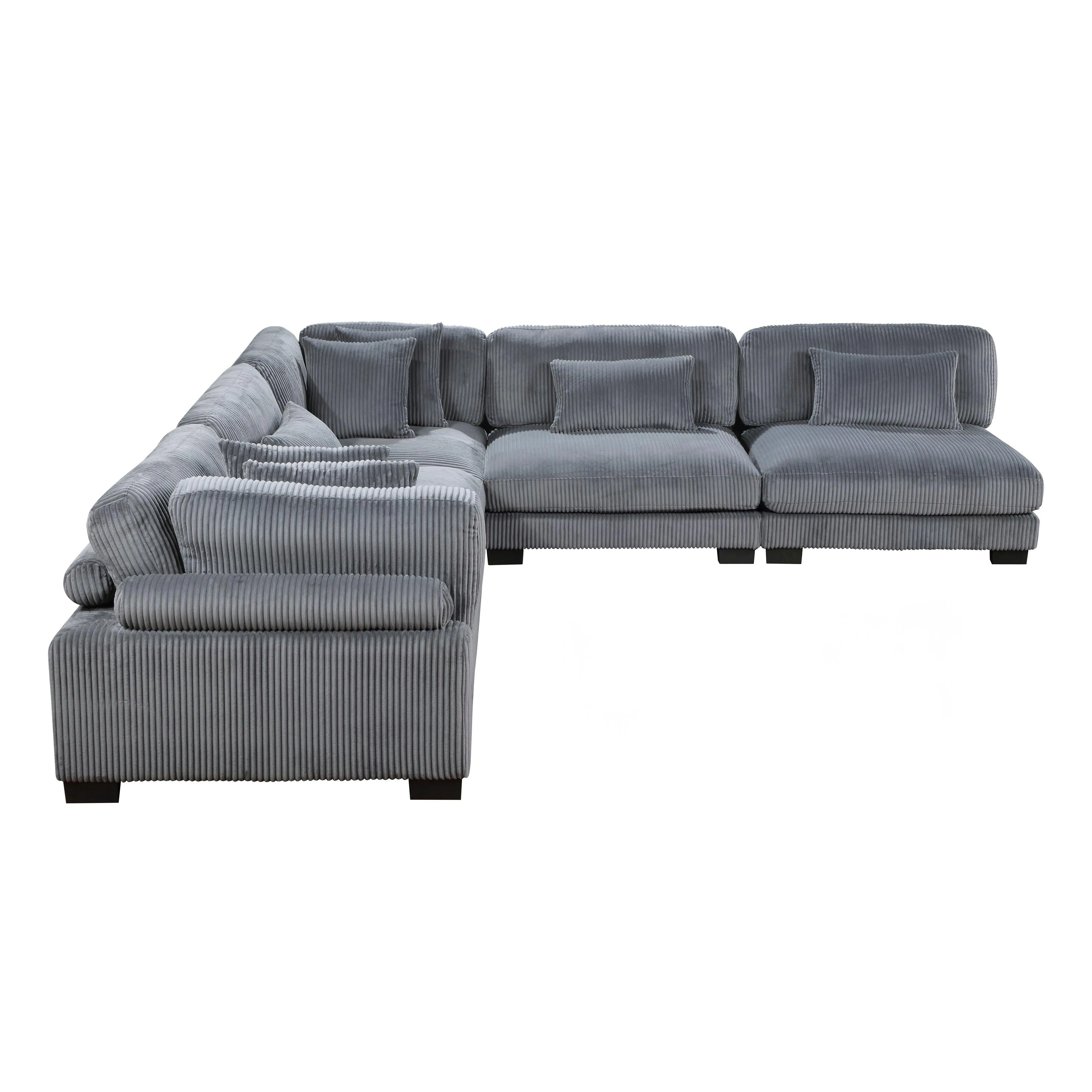 Traverse Gray Corduroy 5-Piece Modular Sectional - Image 3