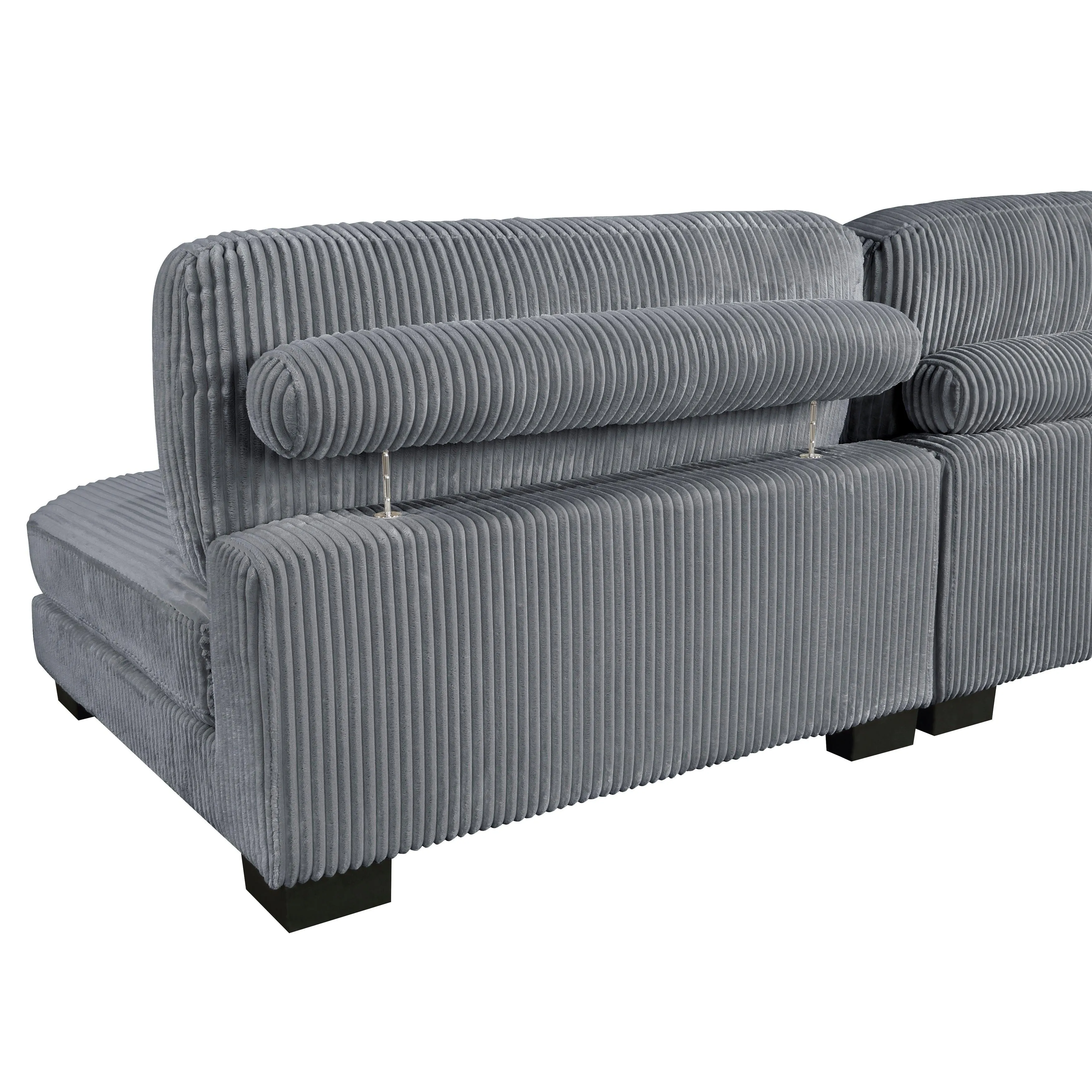 Traverse Gray Corduroy 5-Piece Modular Sectional - Image 4