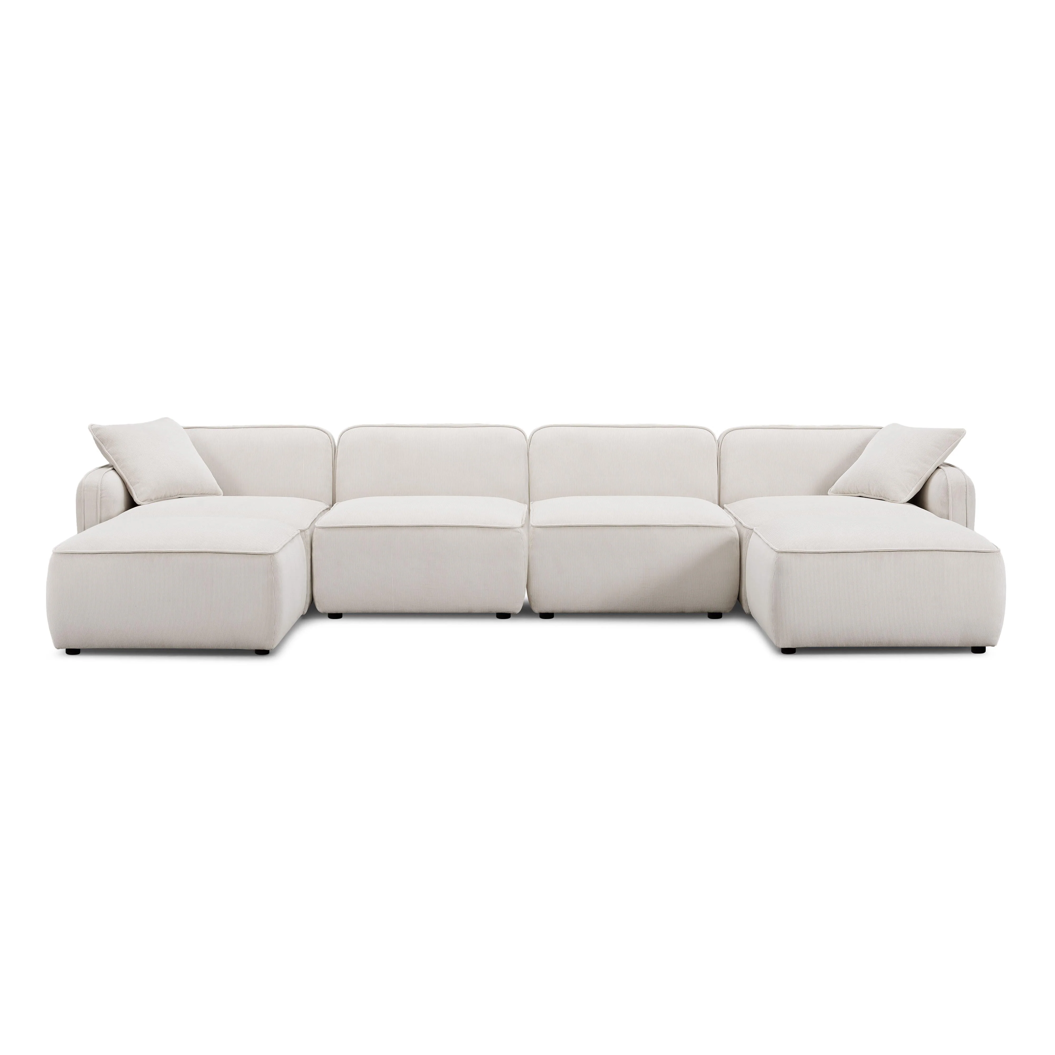 Travie Performance Corduroy Velvet 6-Piece Modular U-Sectional - Image 3