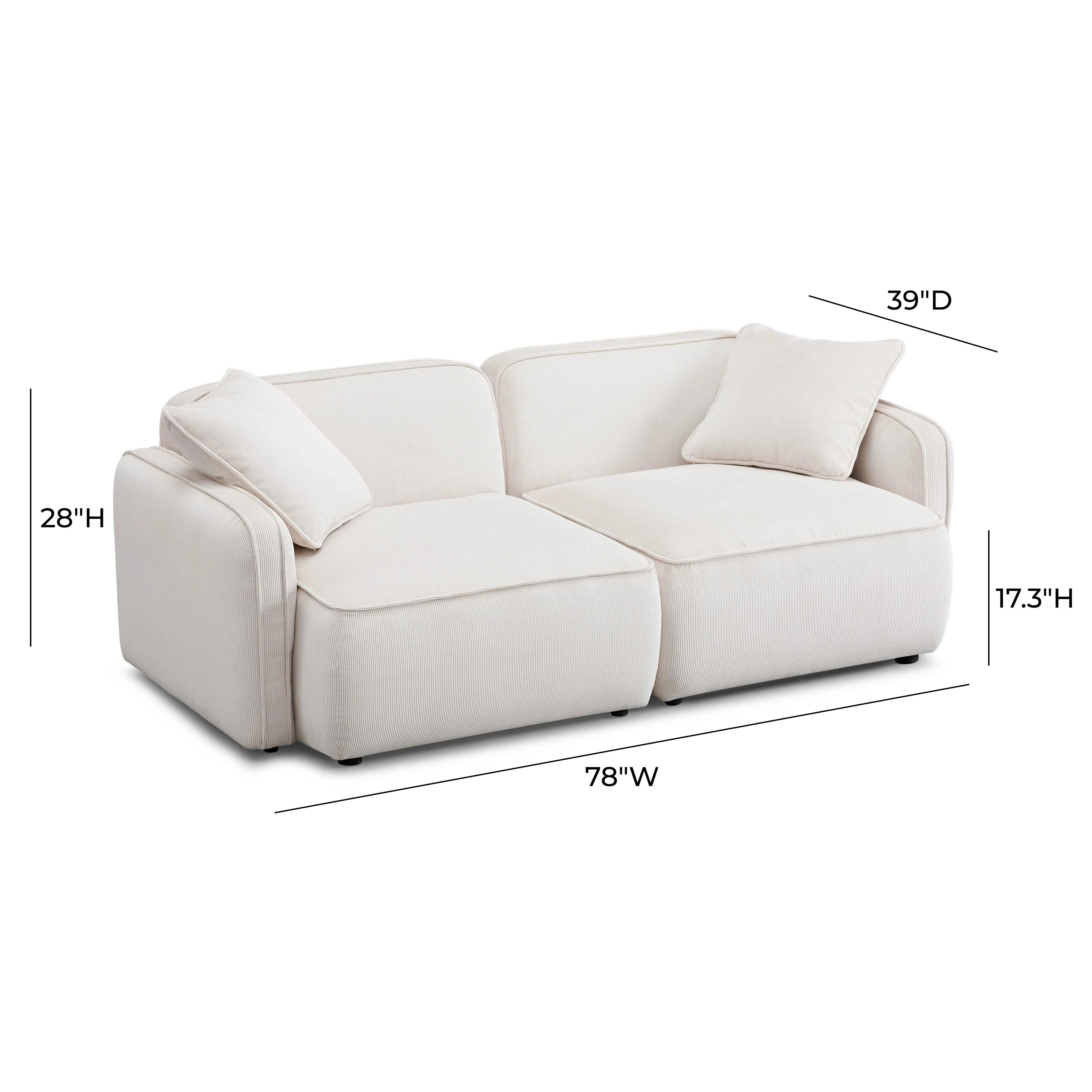 Travie Performance Corduroy Velvet Modular Loveseat - Image 6