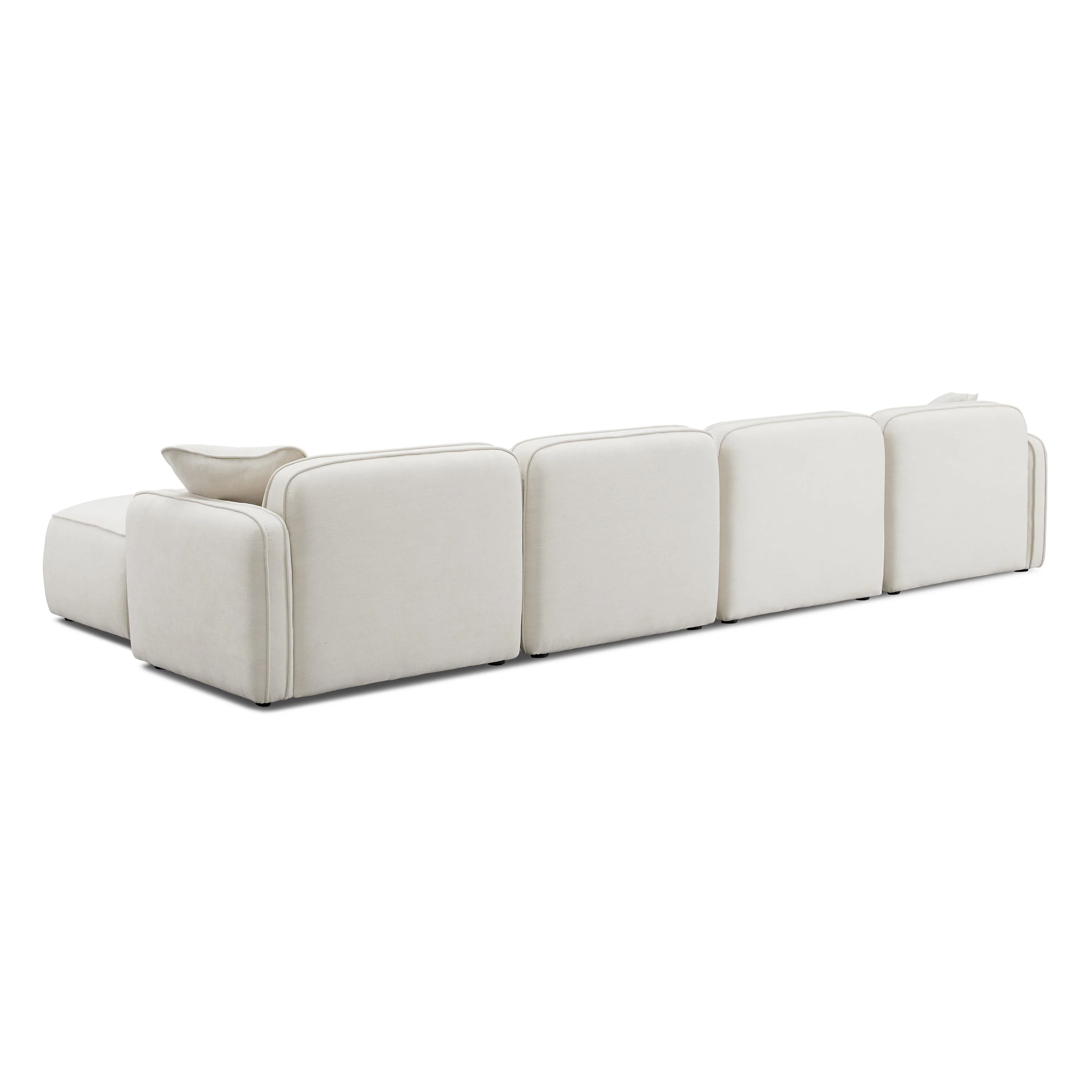 Travie Sand Upcycled Linen 6-Piece Modular U-Sectional - Image 3