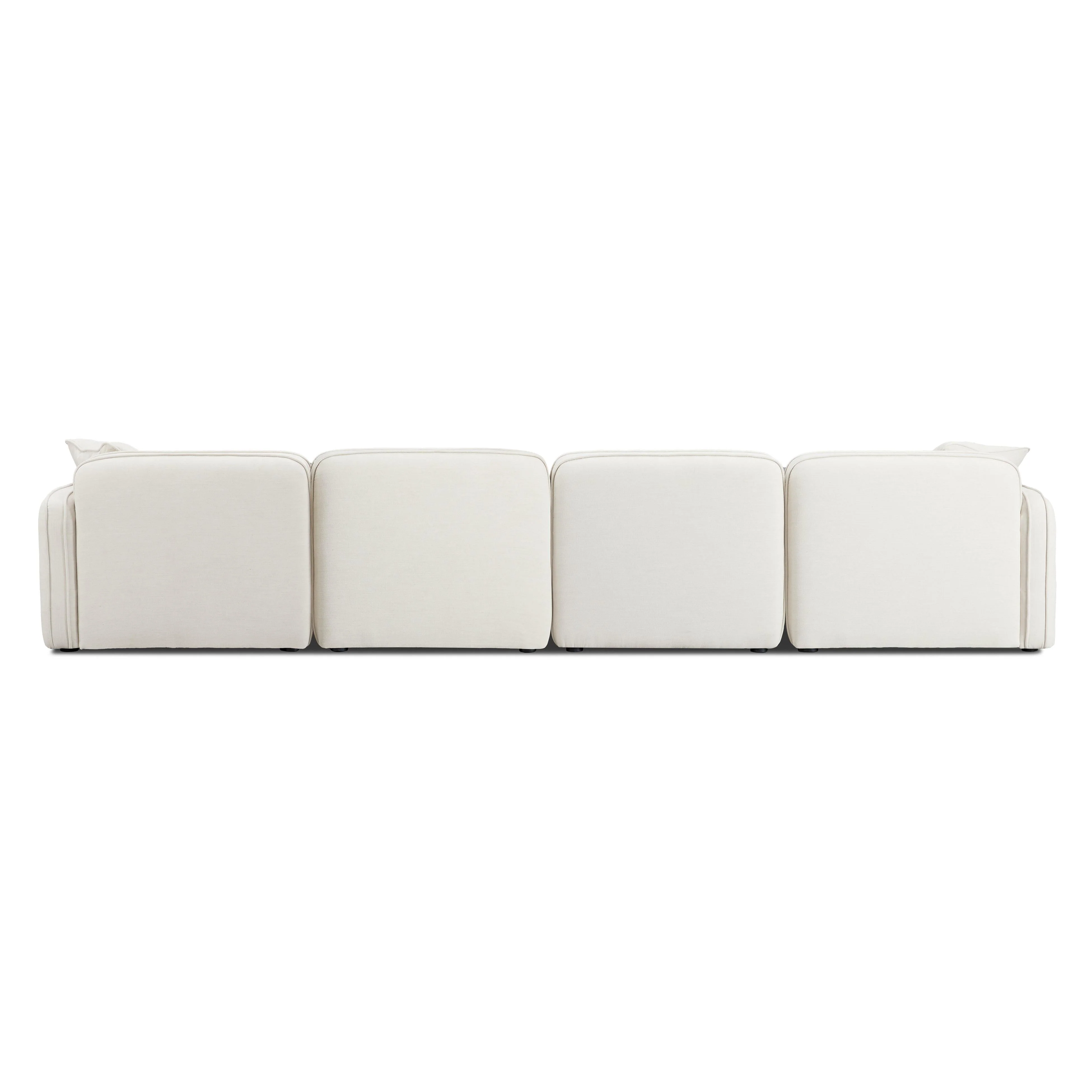 Travie Sand Upcycled Linen 6-Piece Modular U-Sectional - Image 4