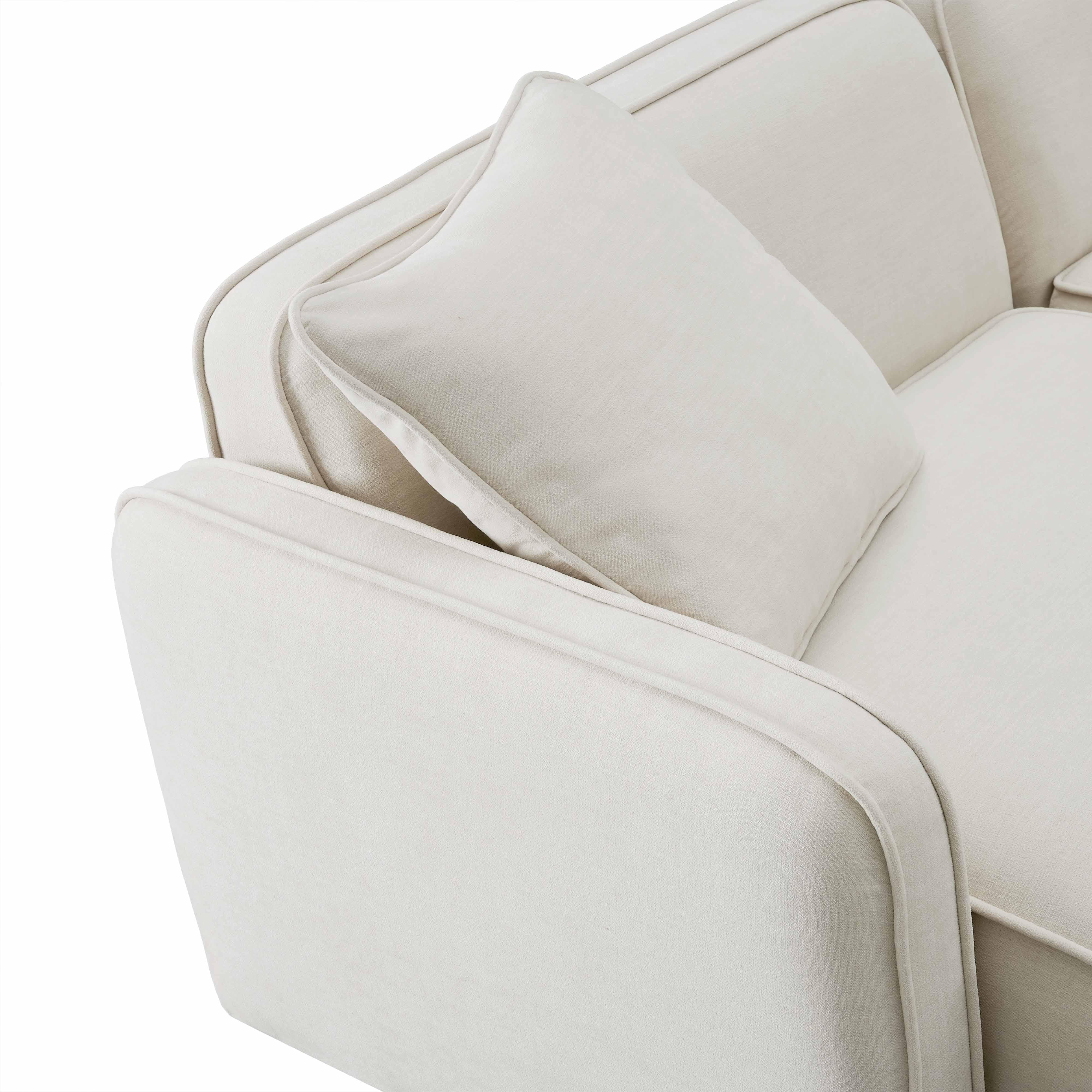 Travie Sand Upcycled Linen 6-Piece Modular U-Sectional - Image 5