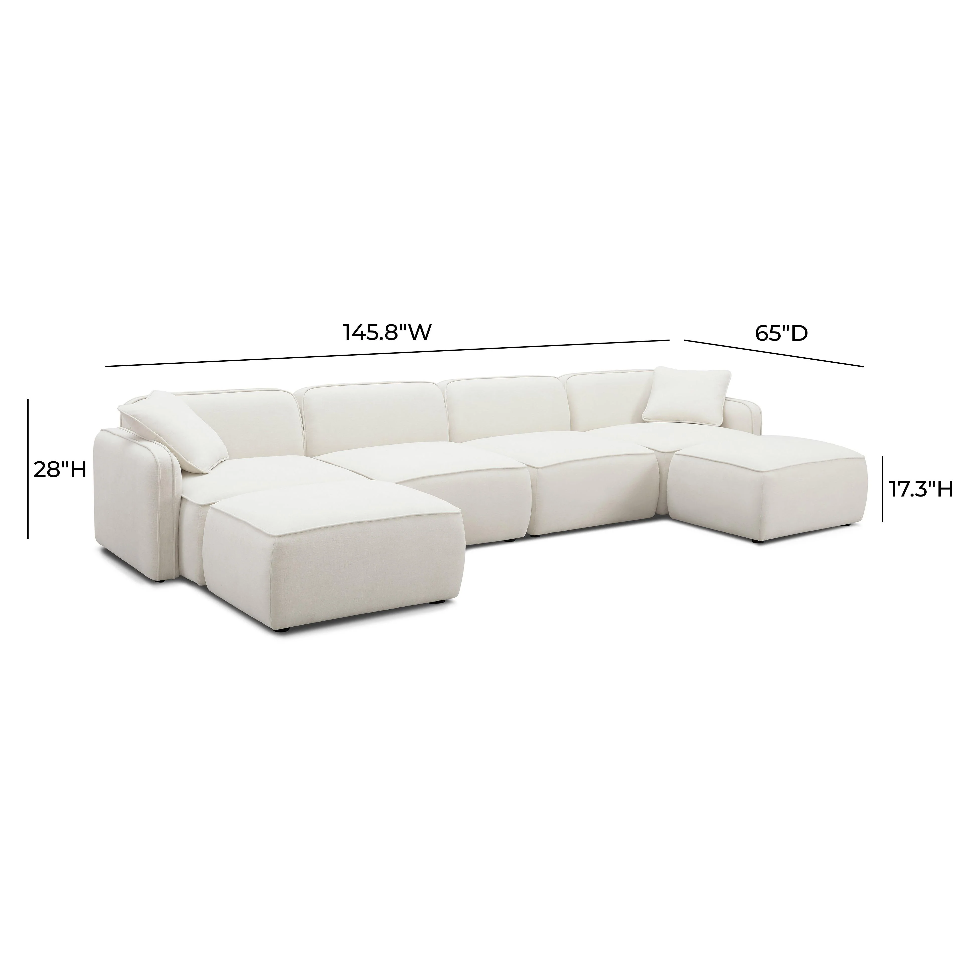 Travie Sand Upcycled Linen 6-Piece Modular U-Sectional - Image 6