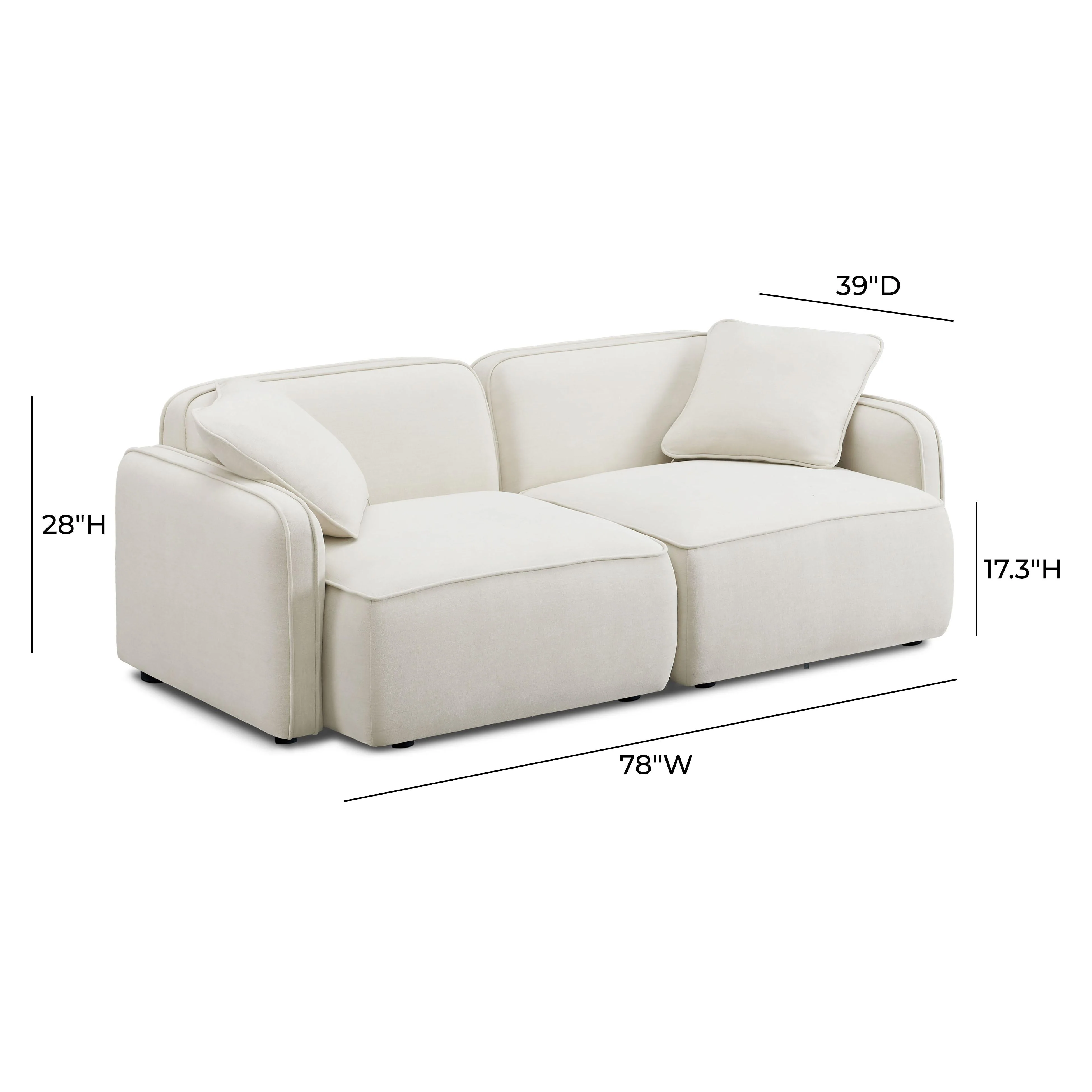 Travie Sand Upcycled Linen Modular Loveseat - Image 5