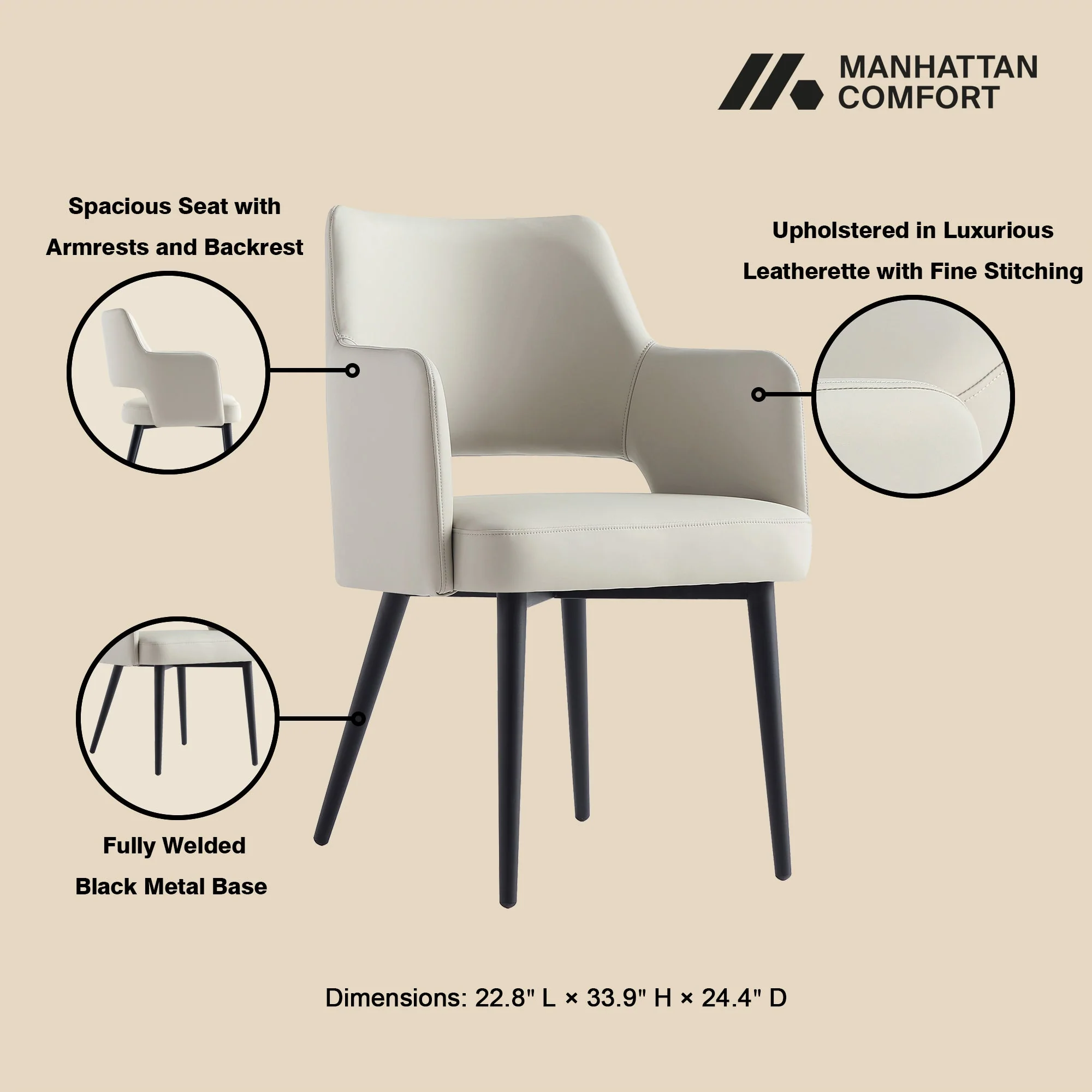 Tremont Dining Arm Chair in Stone (set of 2) - Image 4