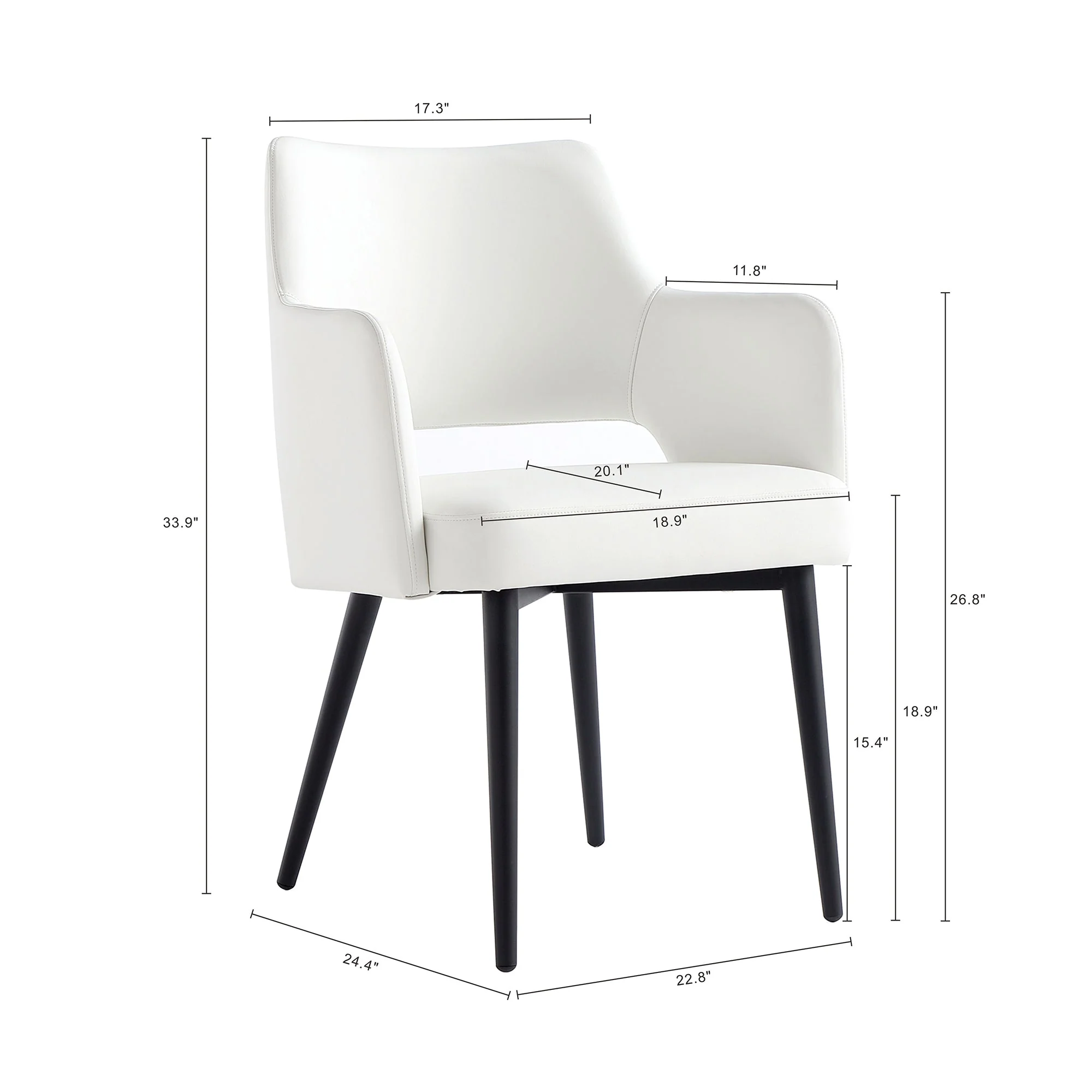 Tremont Dining Arm Chair in White - Image 3
