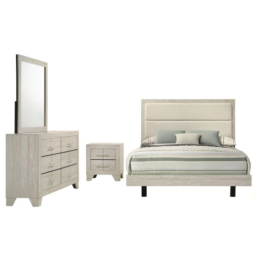 Trenton Rustic Cream 4-piece Queen Bedroom Set - Image 2