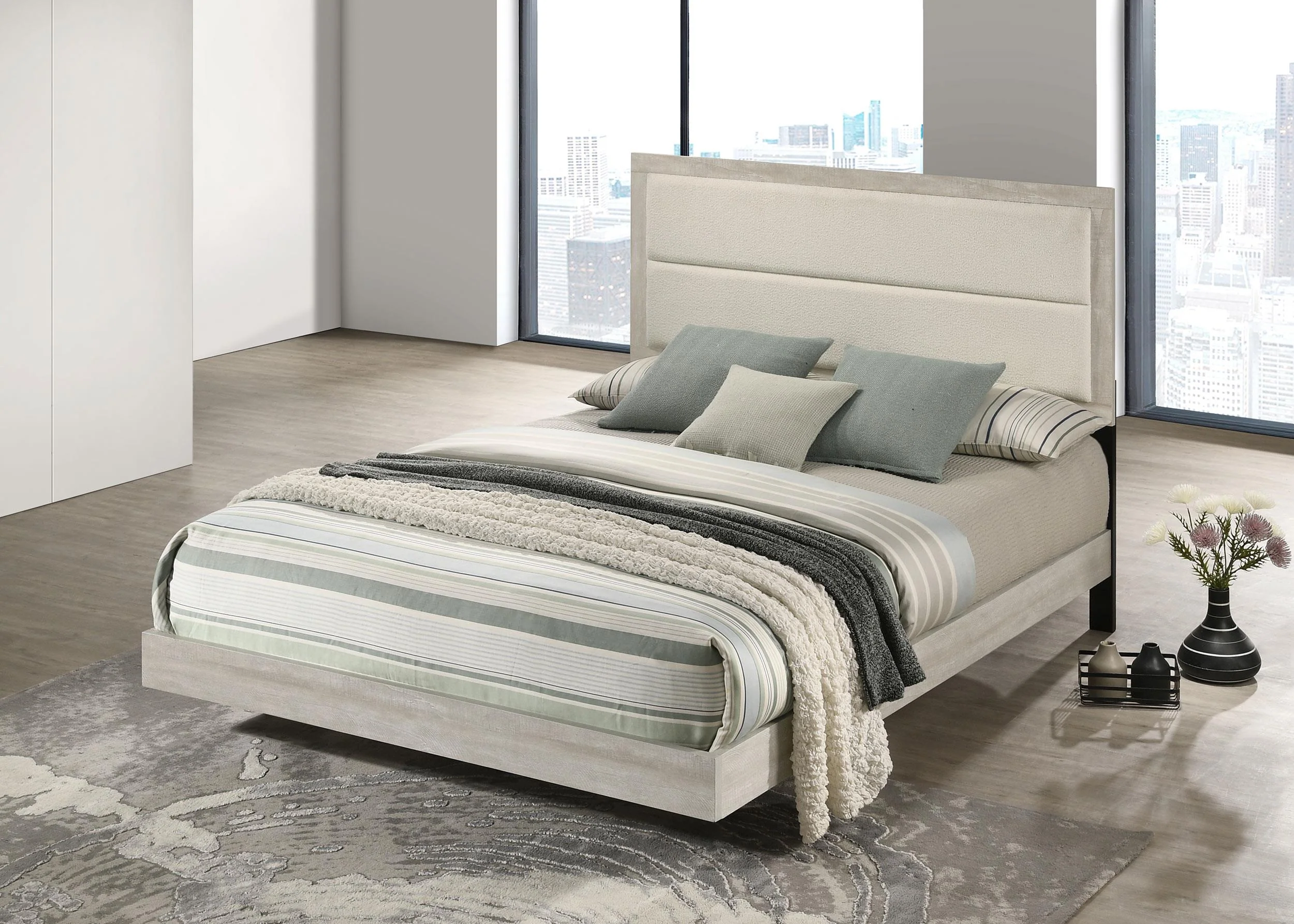 Trenton Rustic Cream 54-inch Wood Eastern King Panel Bed