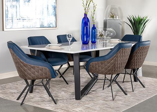 Trevon Upholstered Tufted Side Chairs (Set of 2) Blue/Brown - Image 10