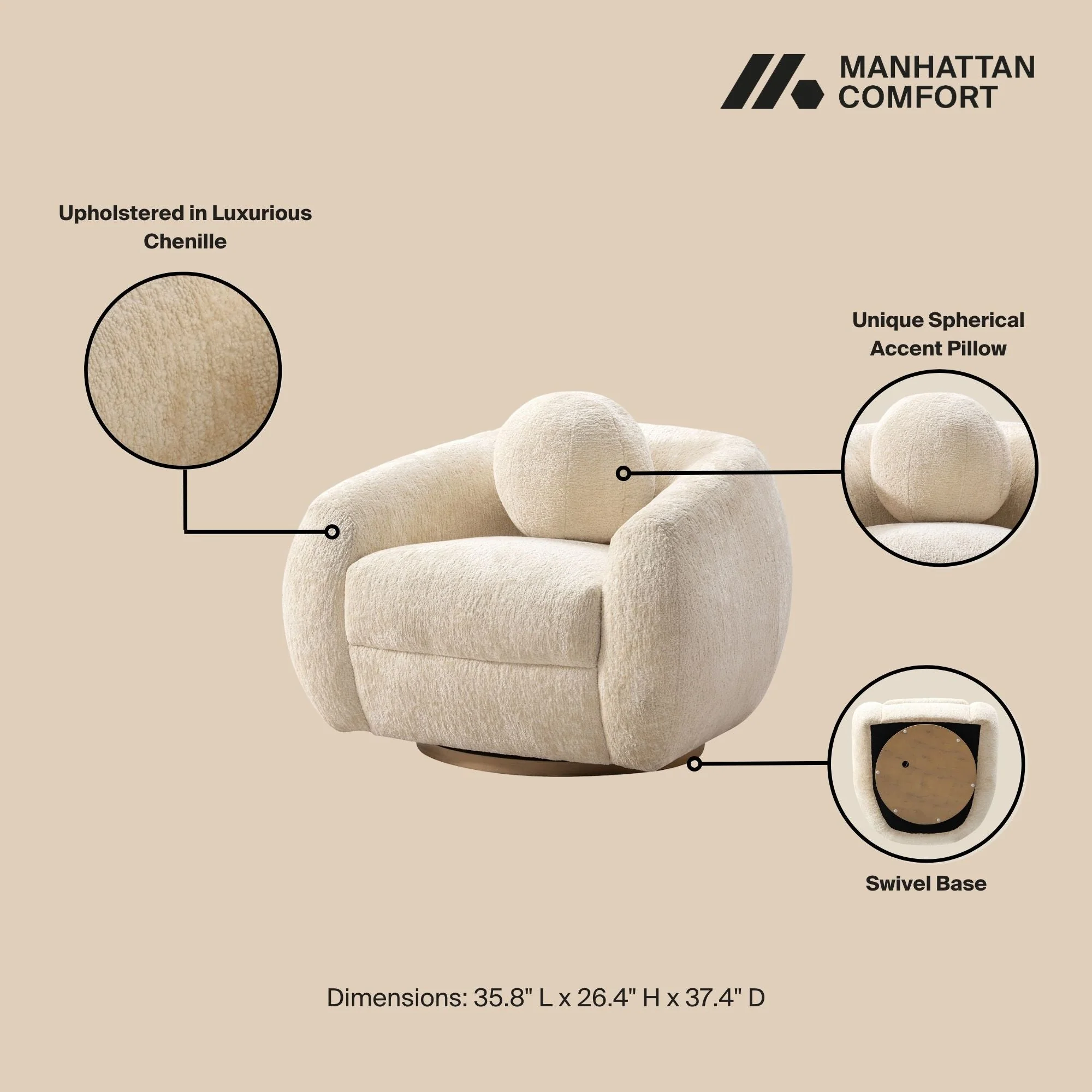 Tribeca Sofa and Accent Chair in Cream (set of 2) - Image 3