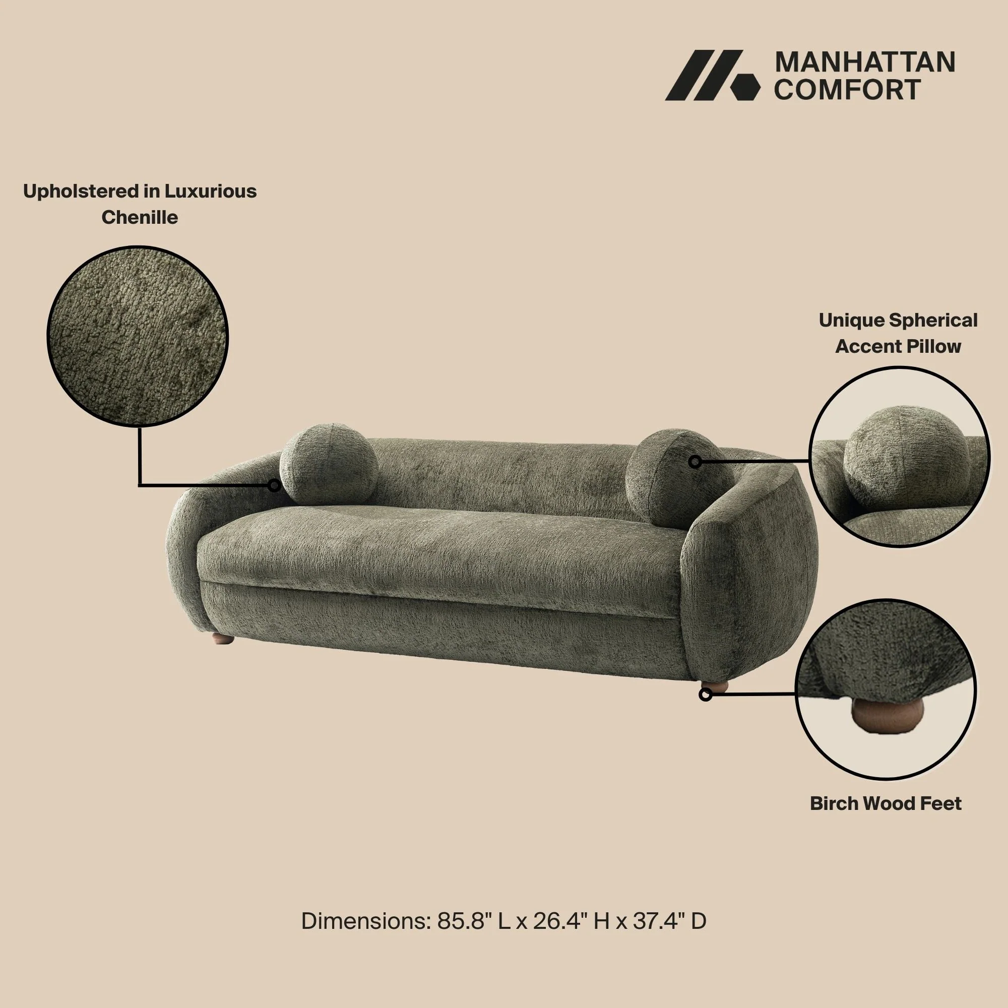 Tribeca Sofa and Accent Chair in Olive Green (set of 2) - Image 5