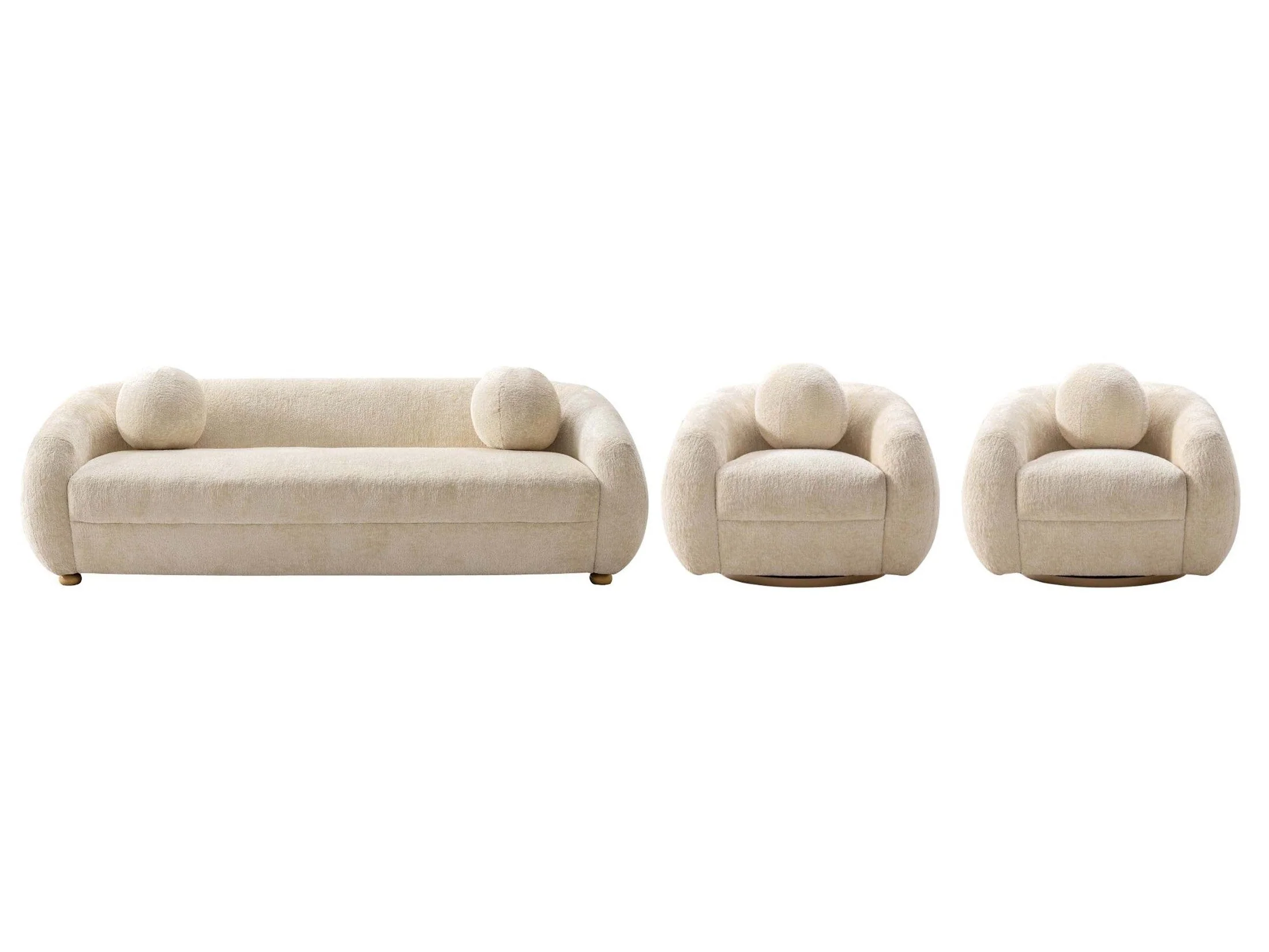 Tribeca Sofa and Accent Chairs in Cream (set of 3)