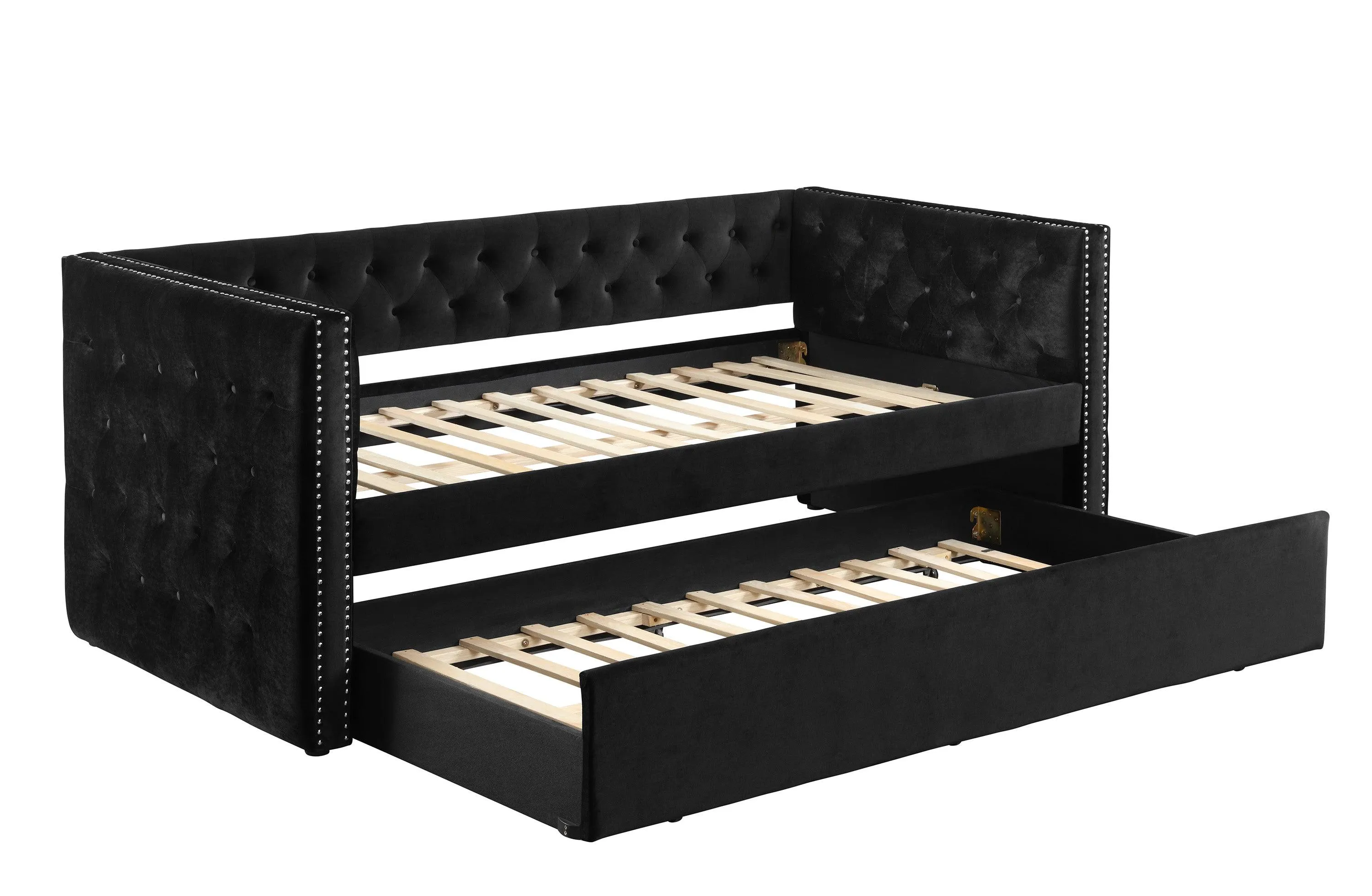 Trina Black Velvet Twin Daybed - Image 4