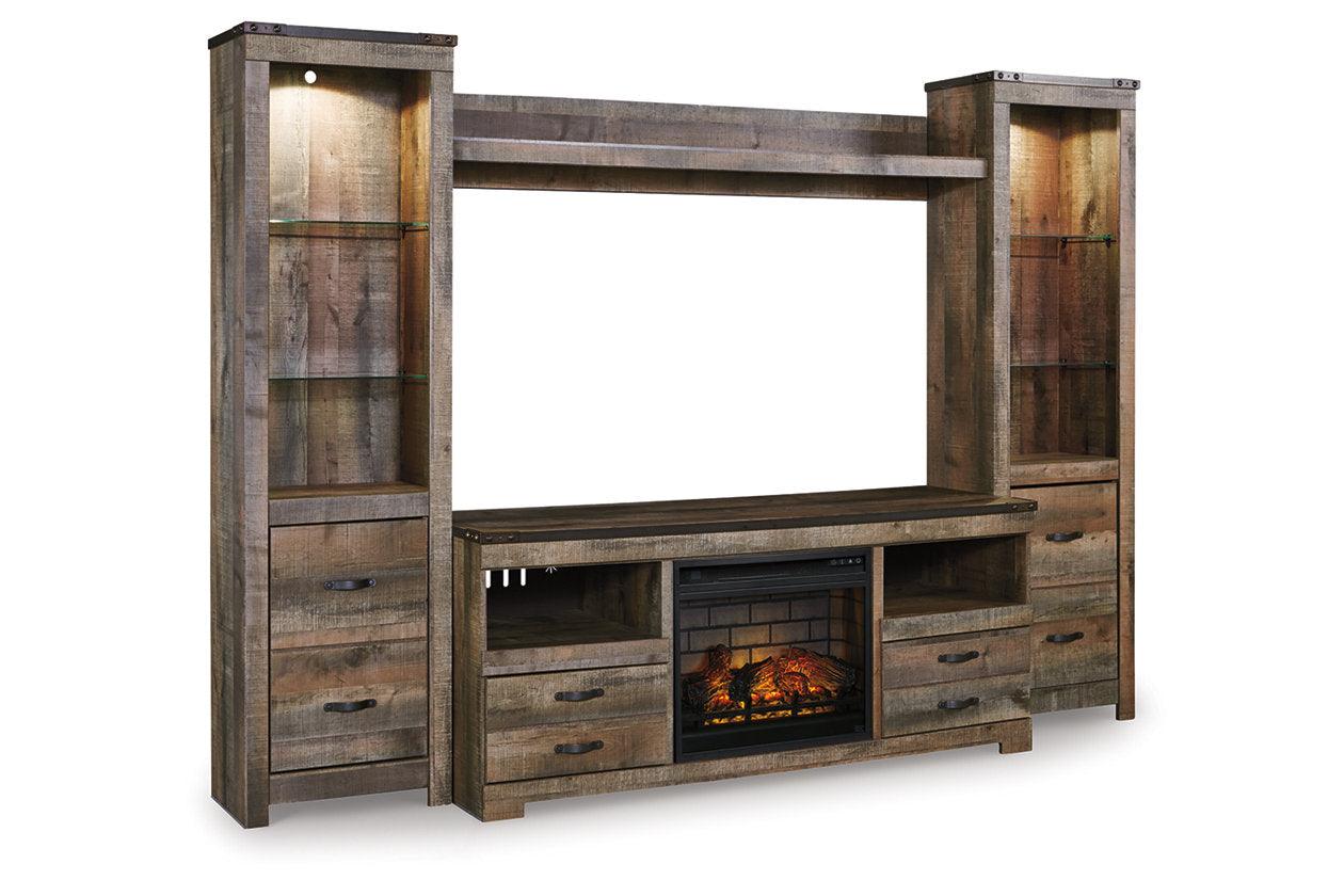 Trinell Brown 4-Piece Entertainment Center with Electric Fireplace - Image 3