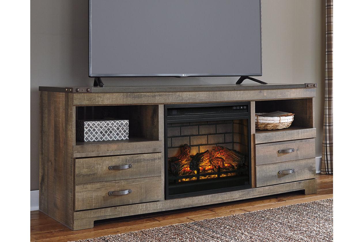 Trinell Brown 63" TV Stand with Electric Fireplace - Image 2