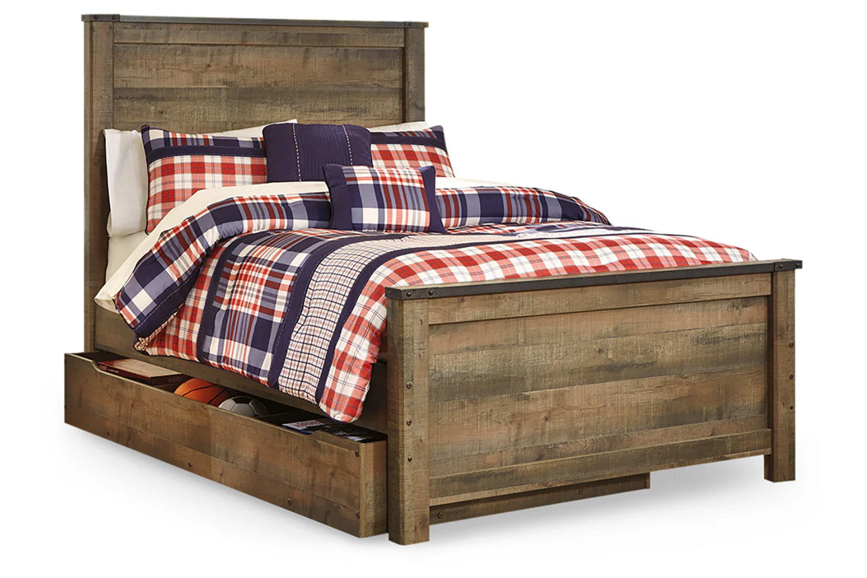 Trinell Brown Full Storage Platform Bed with 1 Large Drawer