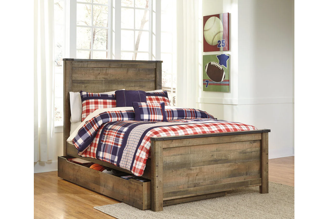 Trinell Brown Full Storage Platform Bed with 1 Large Drawer - Image 2