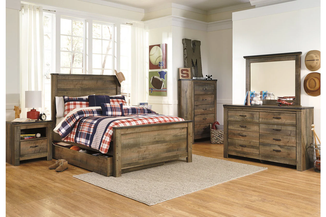 Trinell Brown Full Storage Platform Bed with 1 Large Drawer - Image 6