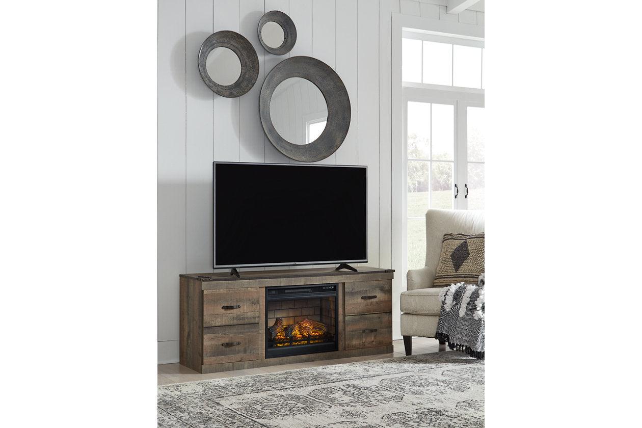 Trinell Brown TV Stand with Electric Fireplace - Image 2