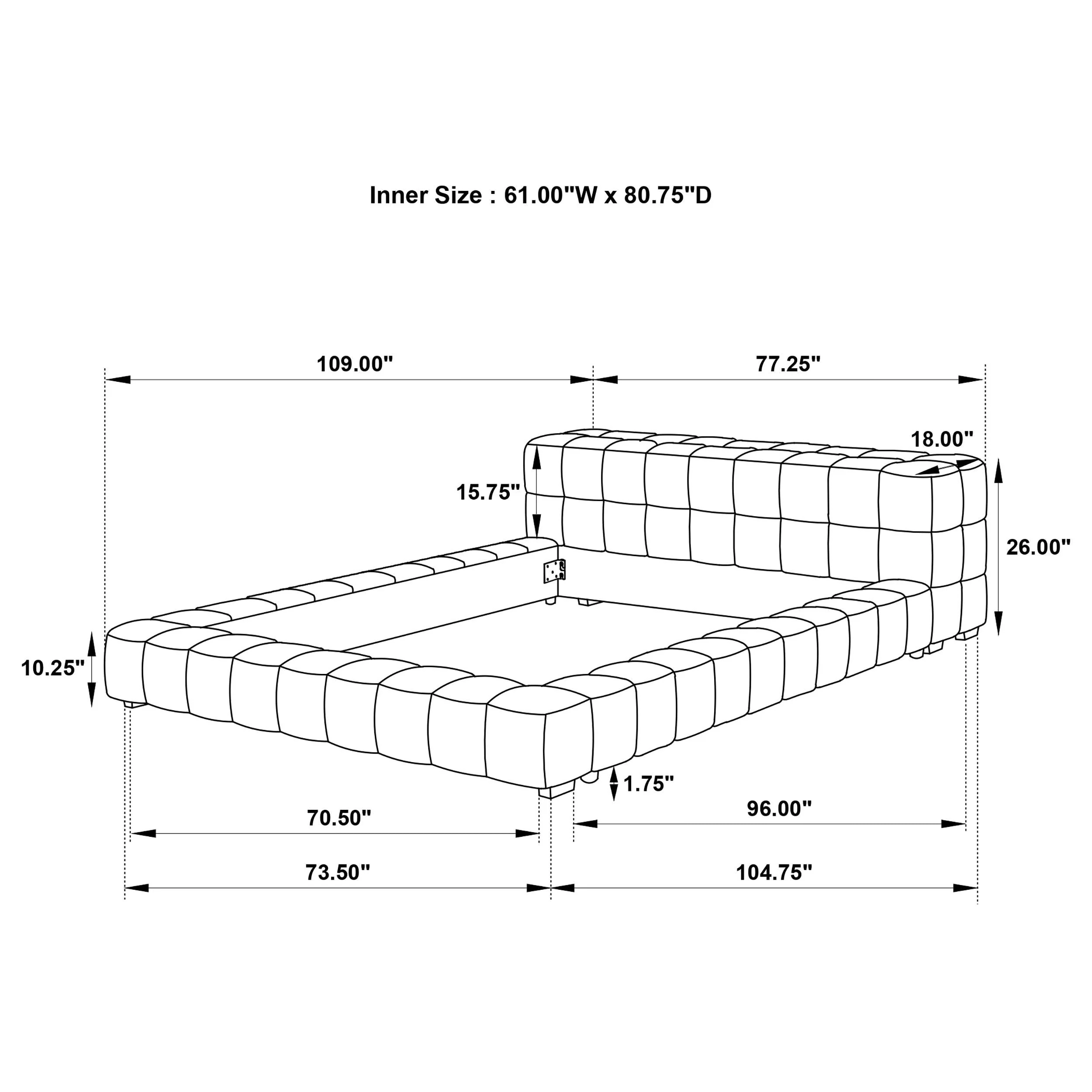 Trinity Light Taupe Upholstered Queen Platform Bed - Image 6