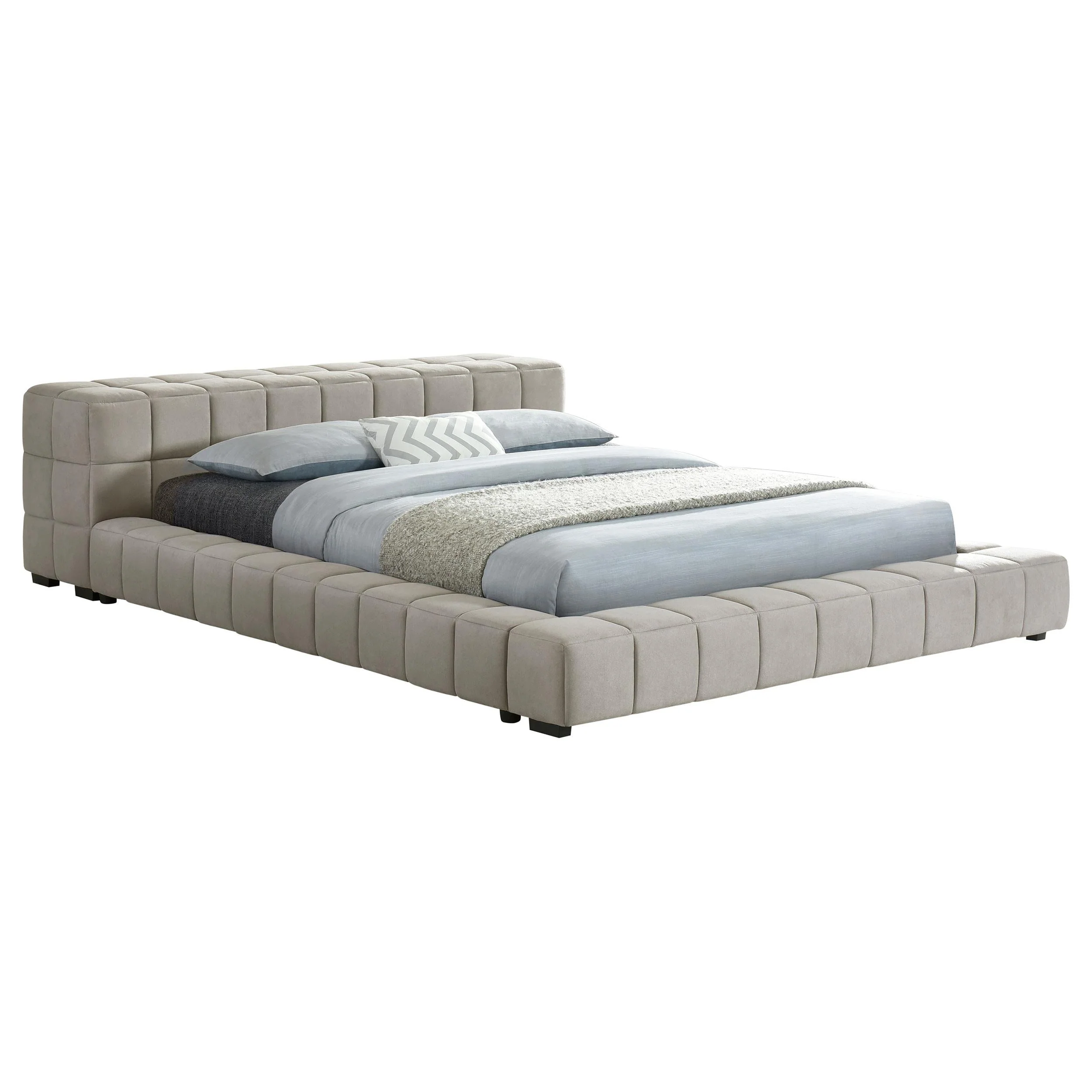 Trinity Upholstered Cal King Platform Bed Light Taupe - Image 2