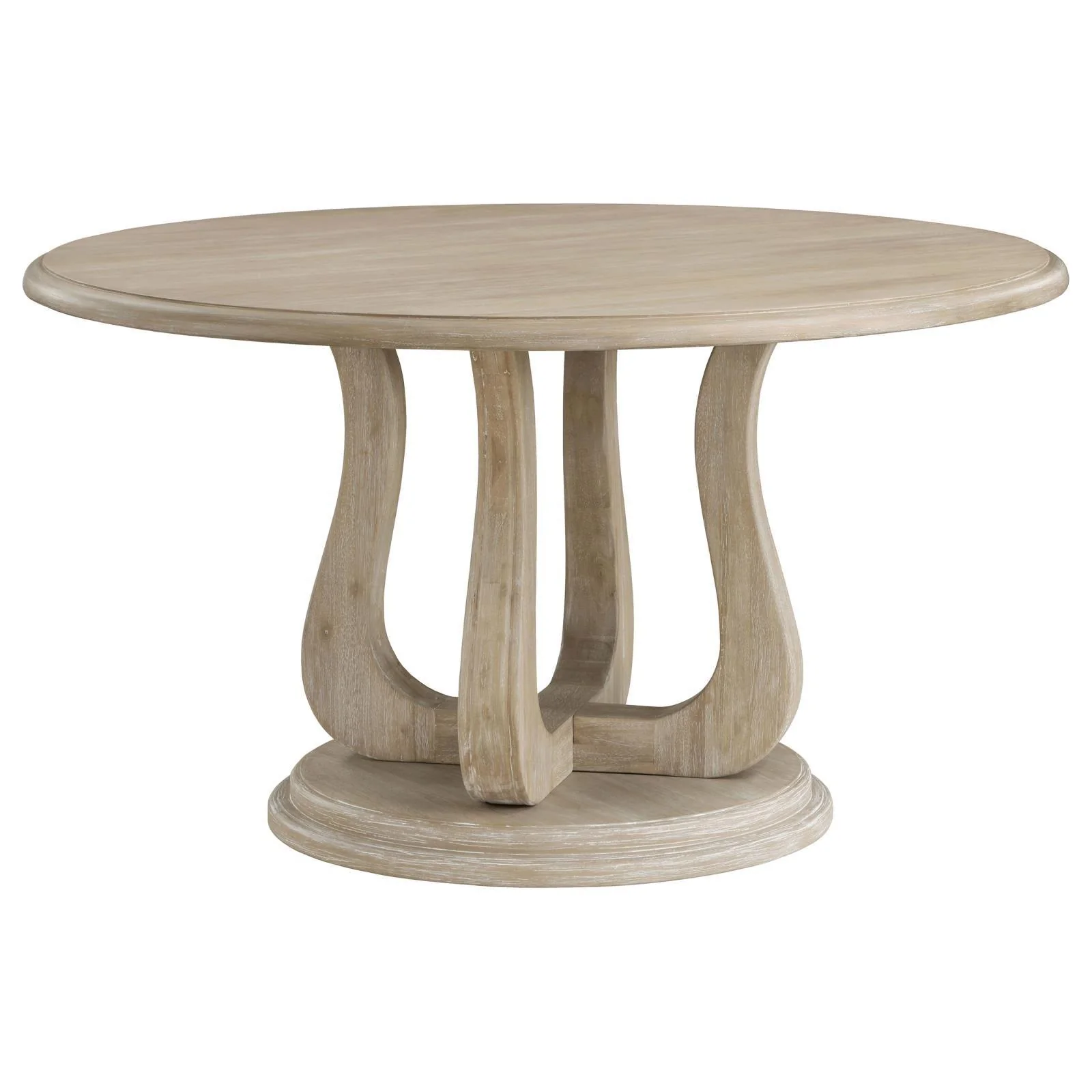 Trofello White Washed Round Dining Table with Curved Pedestal Base - Image 2
