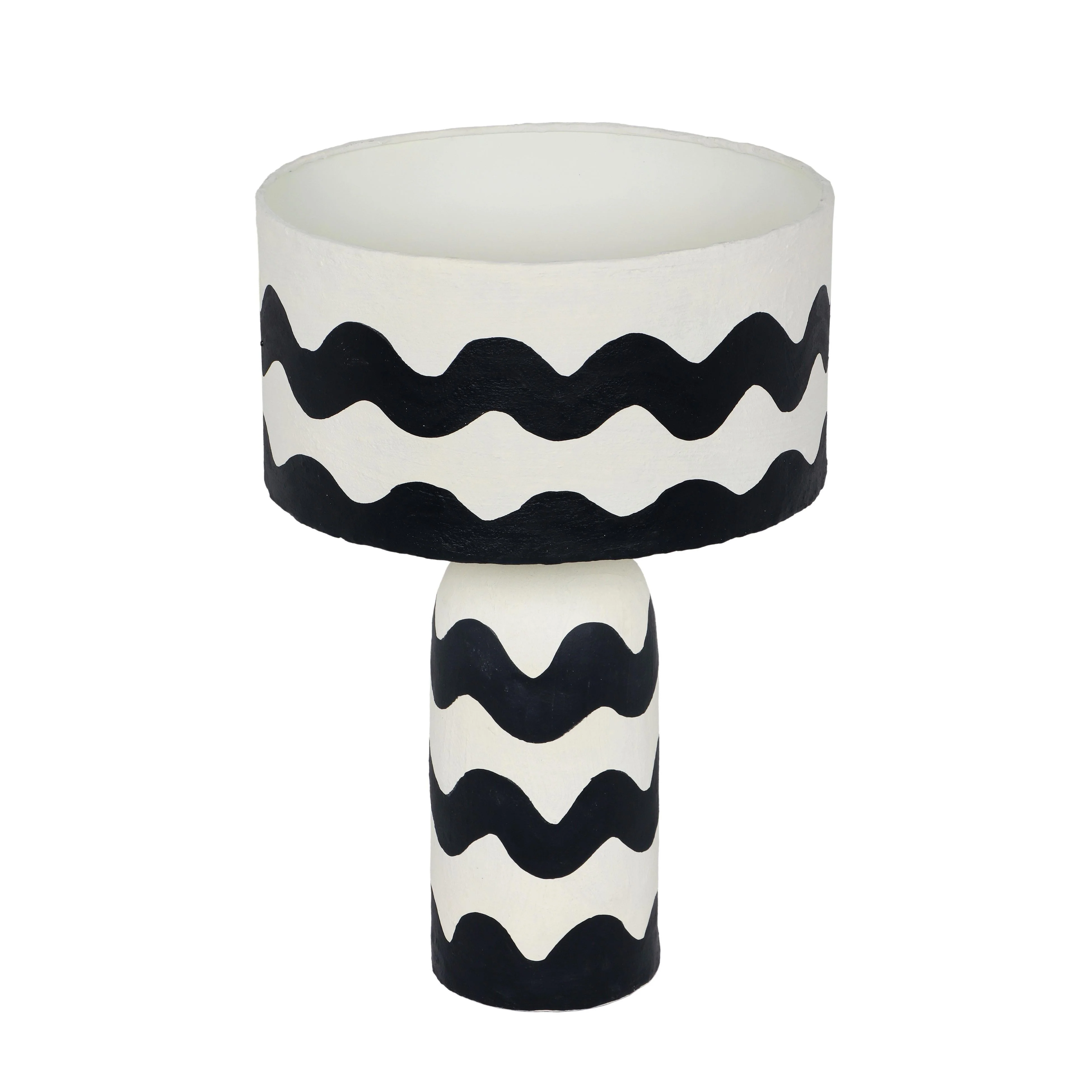 Tropea Black Waves Papier Mache Table Lamp - Image 3