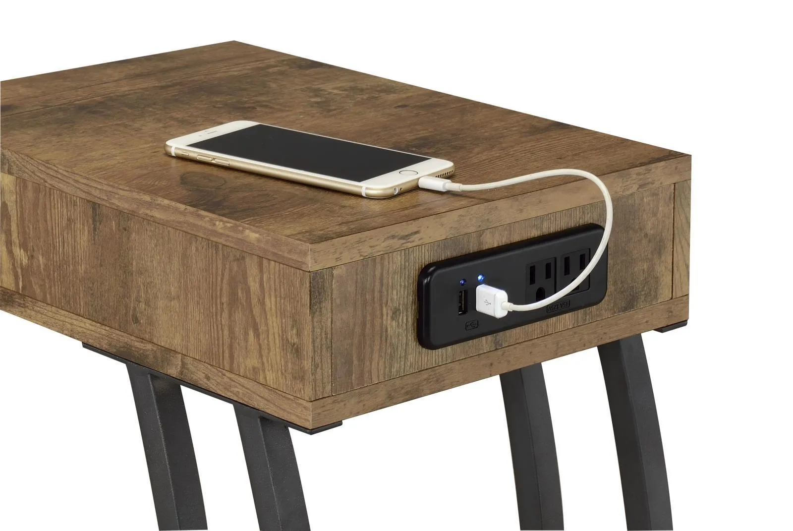 Troy Antique Nutmeg Accent Table with Power Outlet - Image 3