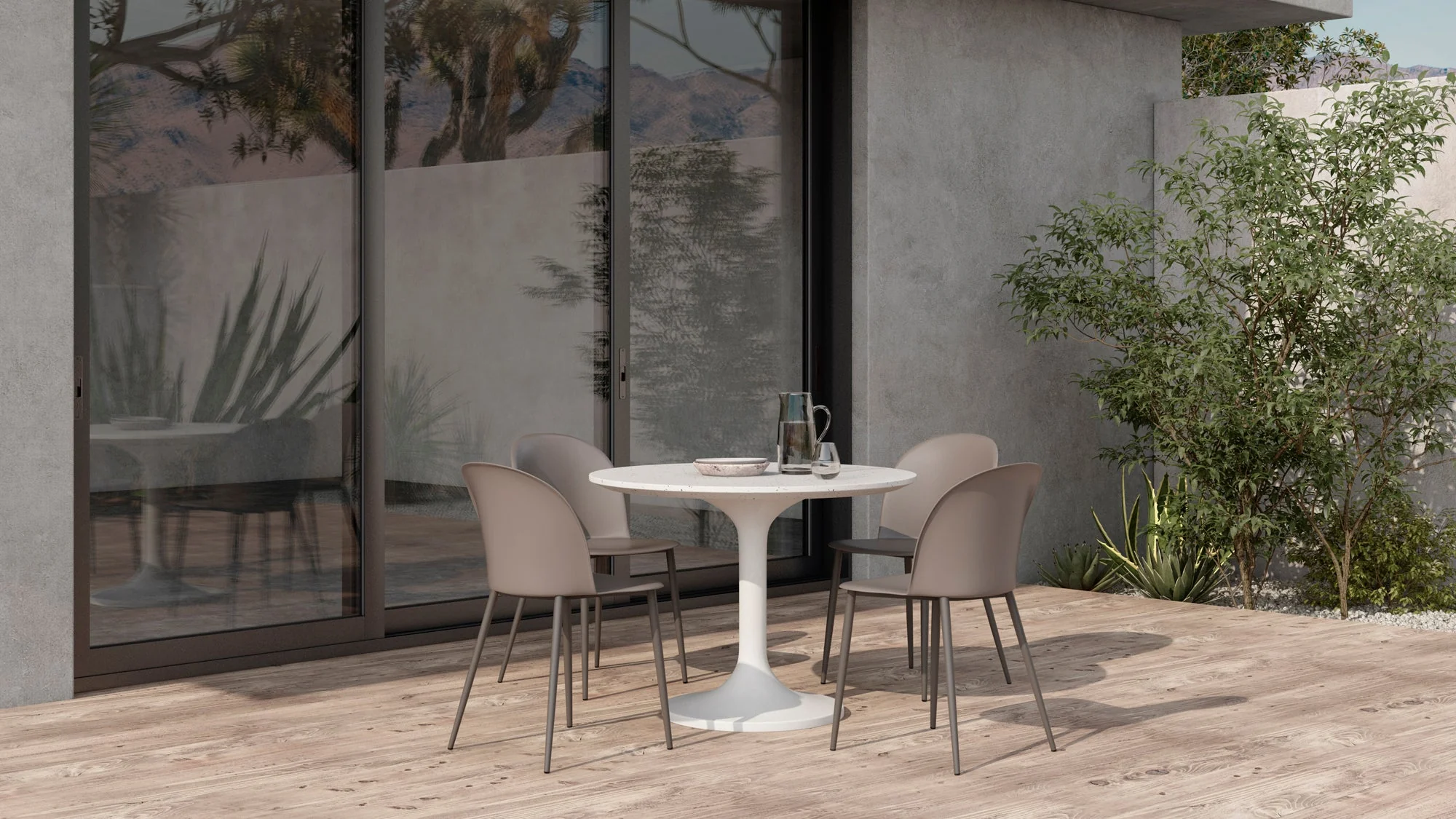 Tuli Outdoor Cafe Table White Terrazzo - Image 2