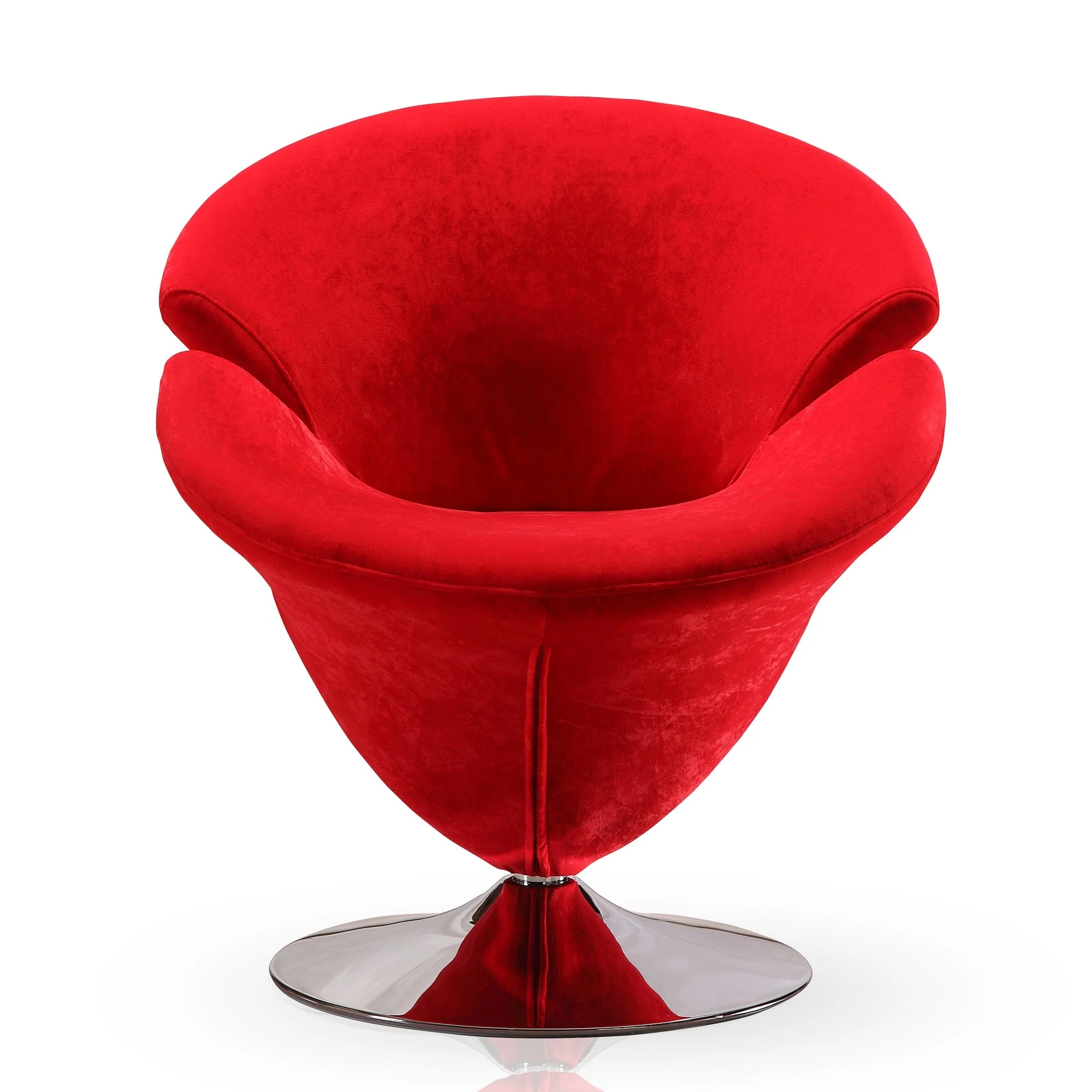 Tulip Swivel Accent Chair in Red and Polished Chrome - Image 4