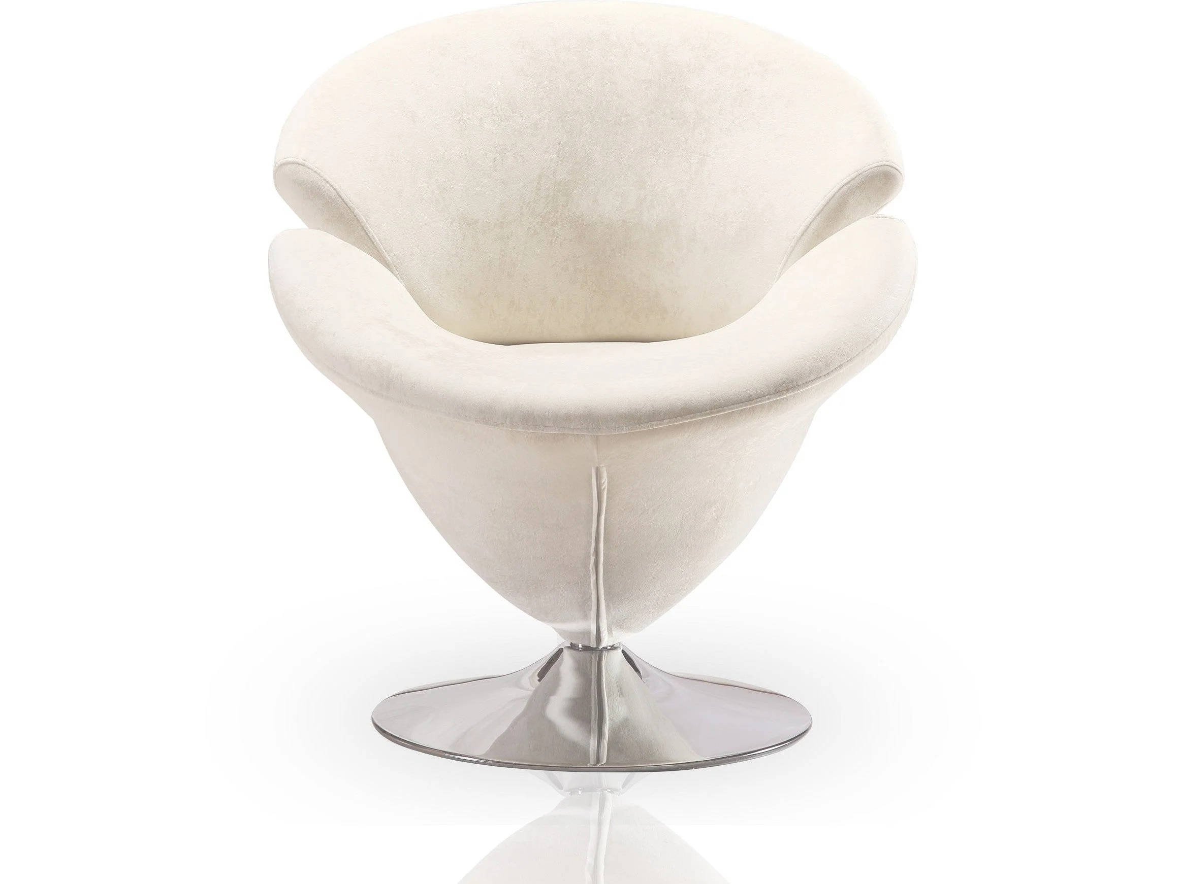 Tulip Swivel Accent Chair in White and Polished Chrome