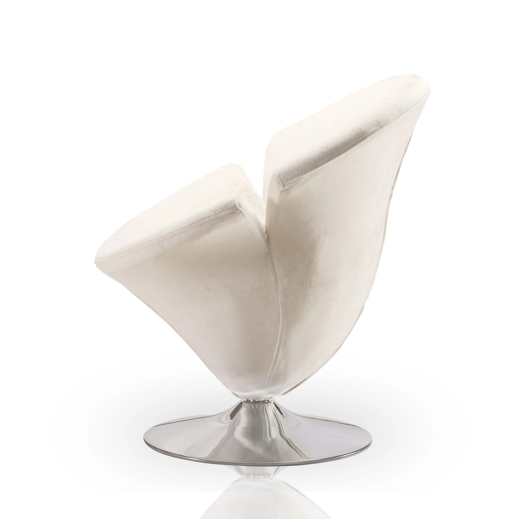 Tulip Swivel Accent Chair in White and Polished Chrome - Image 4