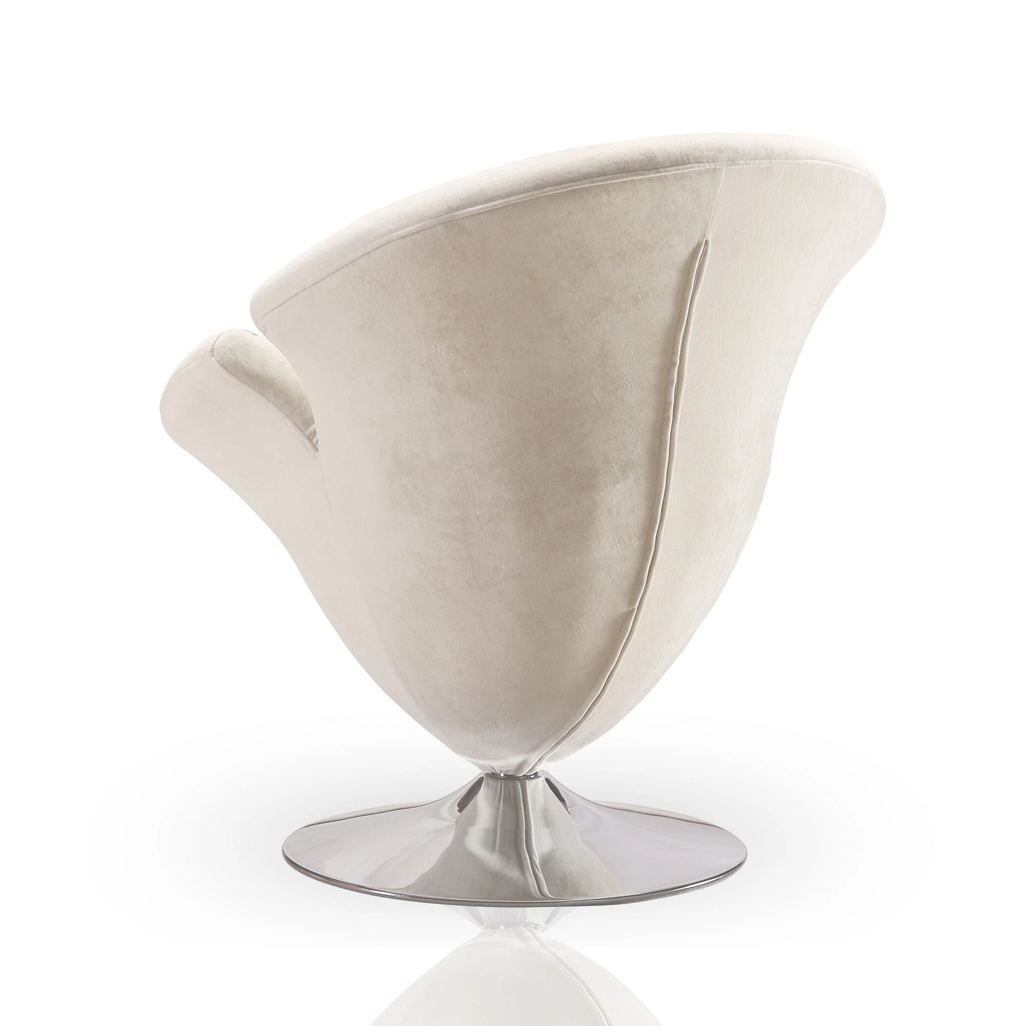 Tulip Swivel Accent Chair in White and Polished Chrome - Image 5