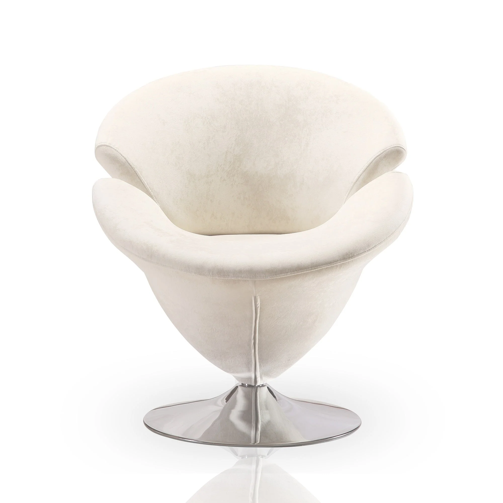 Tulip Swivel Accent Chair in White and Polished Chrome (set of 2) - Image 3