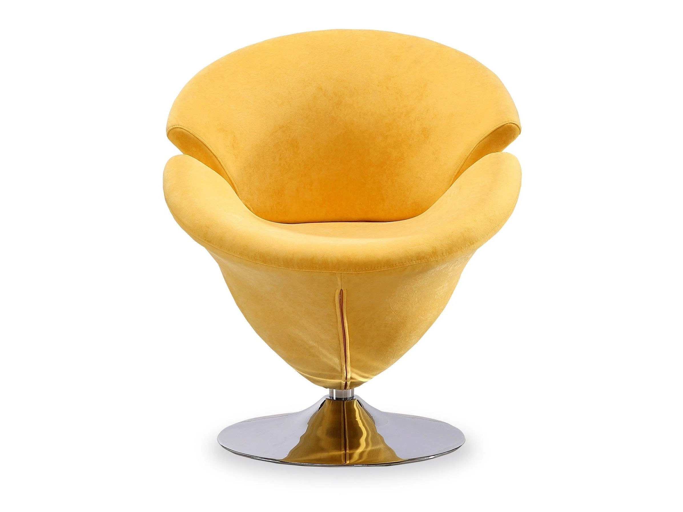 Tulip Swivel Accent Chair in Yellow and Polished Chrome