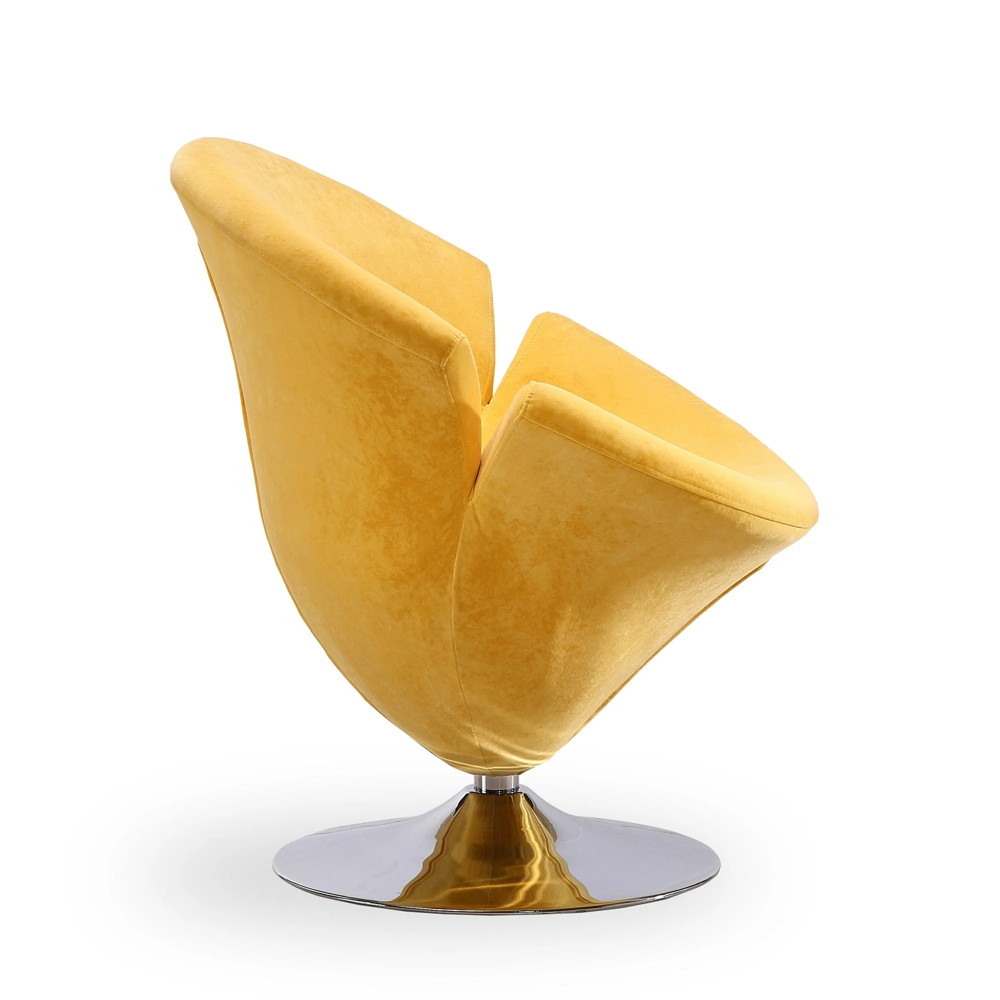 Tulip Swivel Accent Chair in Yellow and Polished Chrome - Image 4