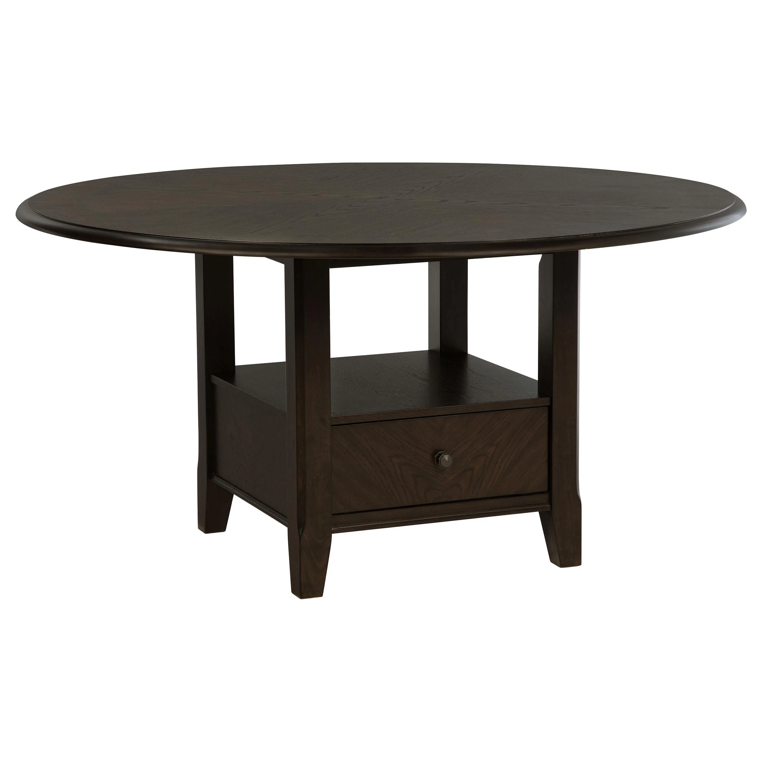 Twyla Dark Cocoa Round Dining Table with Drawer - Image 2