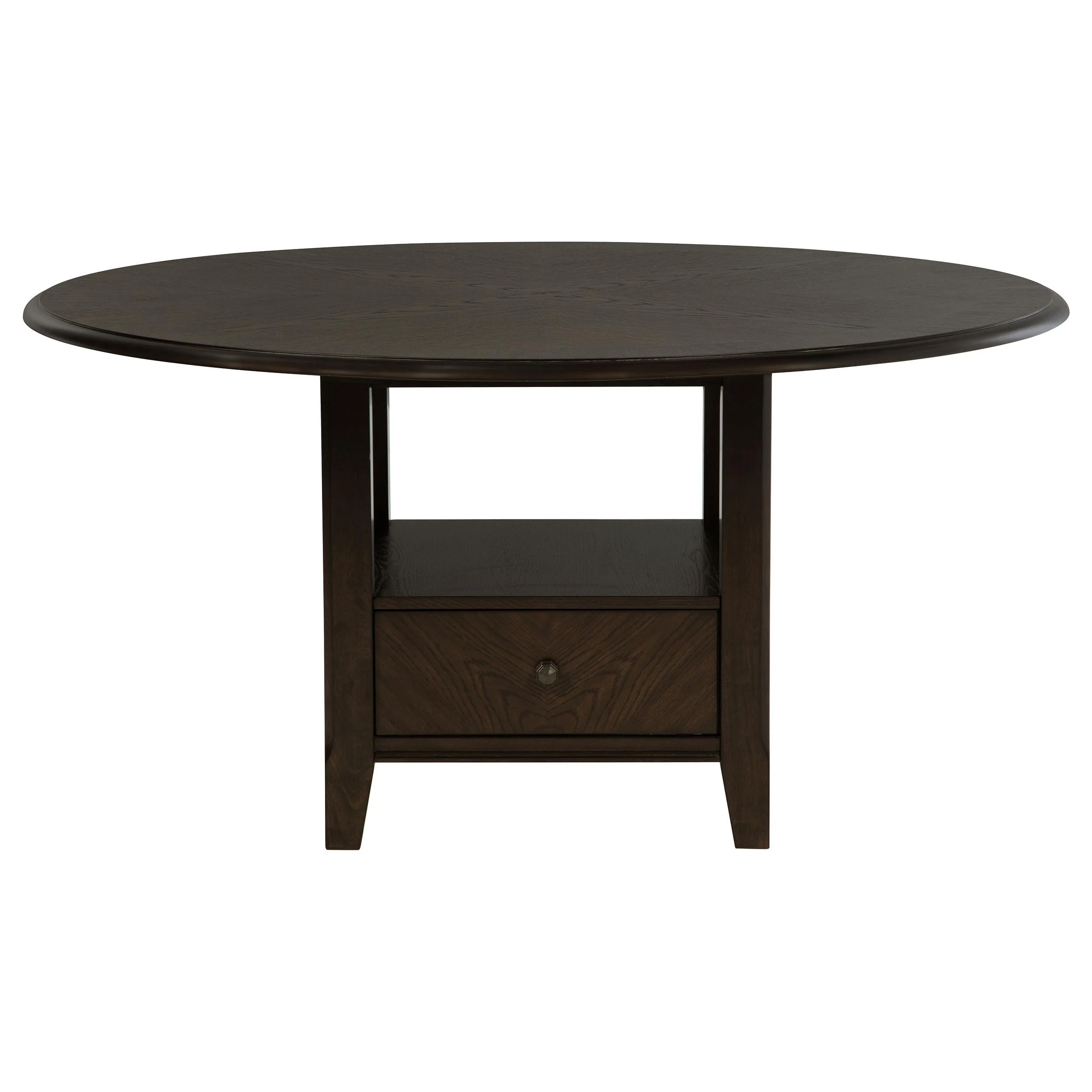Twyla Dark Cocoa Round Dining Table with Drawer - Image 3