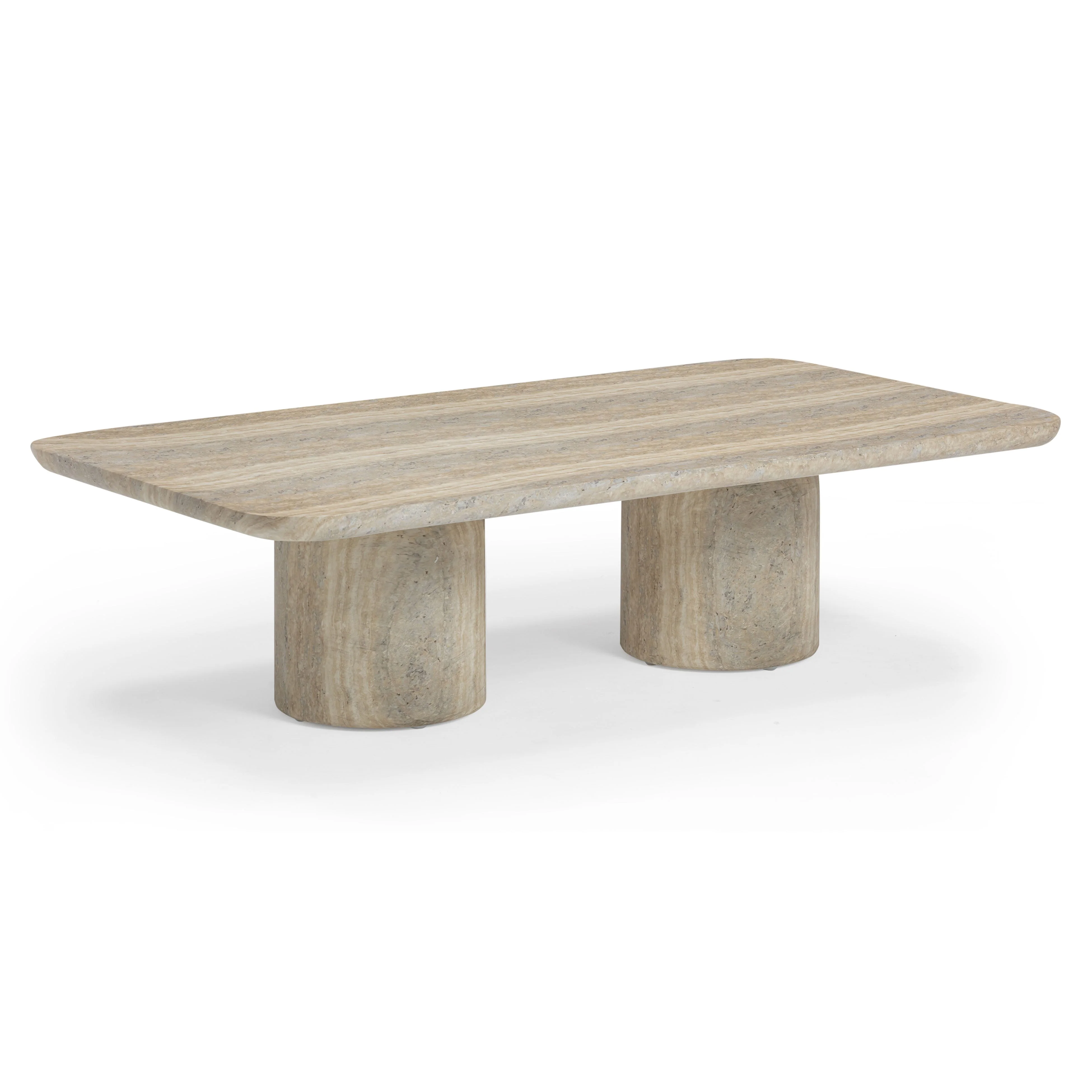 Tyche 55" Faux Travertine Indoor/Outdoor Concrete Rectangular Coffee Table - Image 2